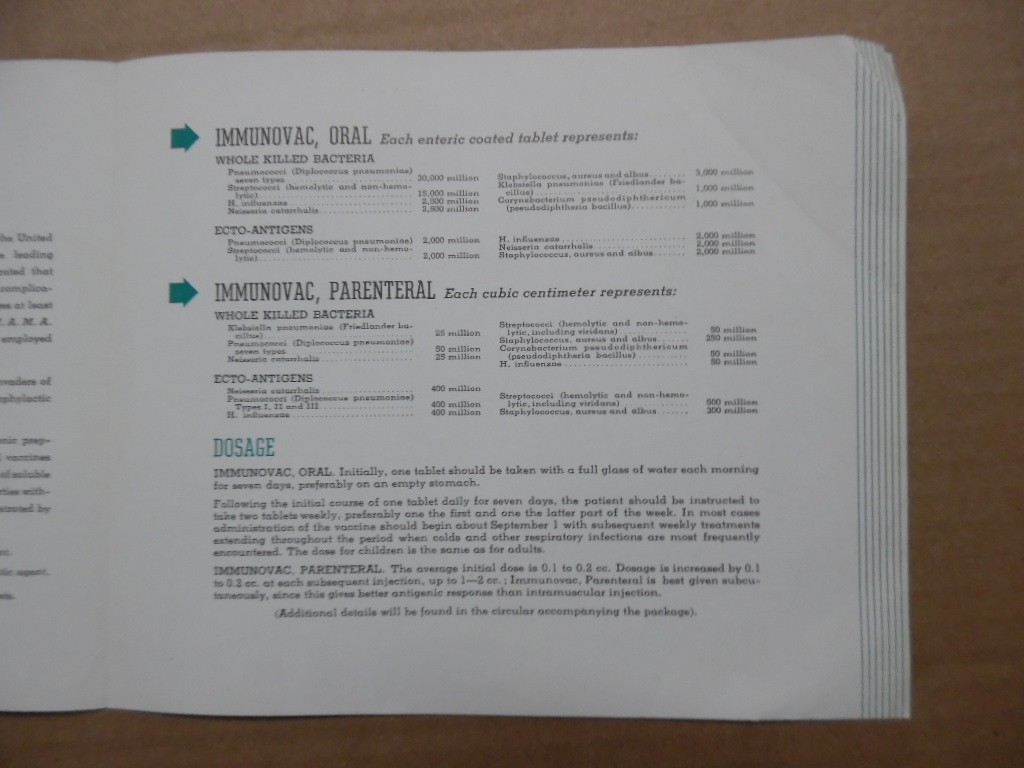 c.1940s Parke Davis Immunovac Cold Flu Vaccine Brochure Vintage Original WWII