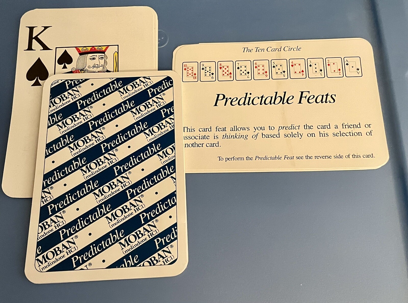 VINTAGE 90’S MOBAN DRUG REP PHARMA PROMO JUMBO PLAYING CARDS + 3 Trick “FEATS”
