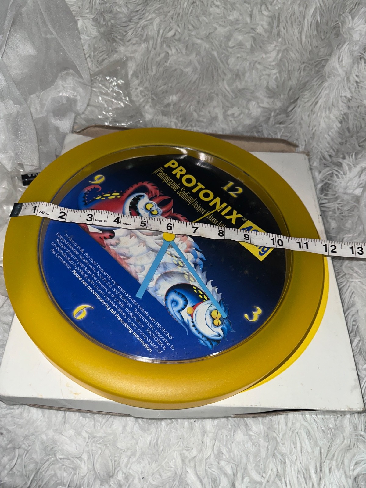 Protonix Blue Monster Pharmaceutical Rep Giveaway Medical Plastic Clock 11.5″
