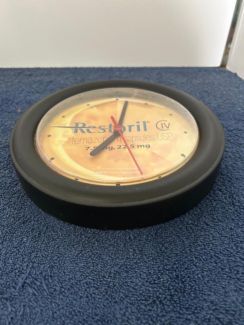 Restoril Drug CIV Temazepam Brand Promo Battery operated Wall Clock. circa 1981