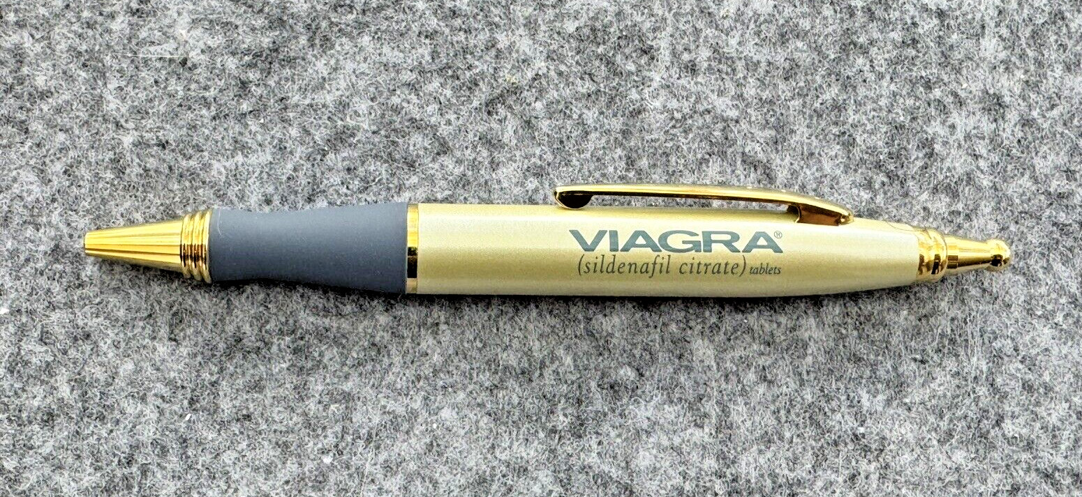 Rare Viagra Gold Blue Drug Rep Pen Ballpoint Pharmaceutical Promotional Metal