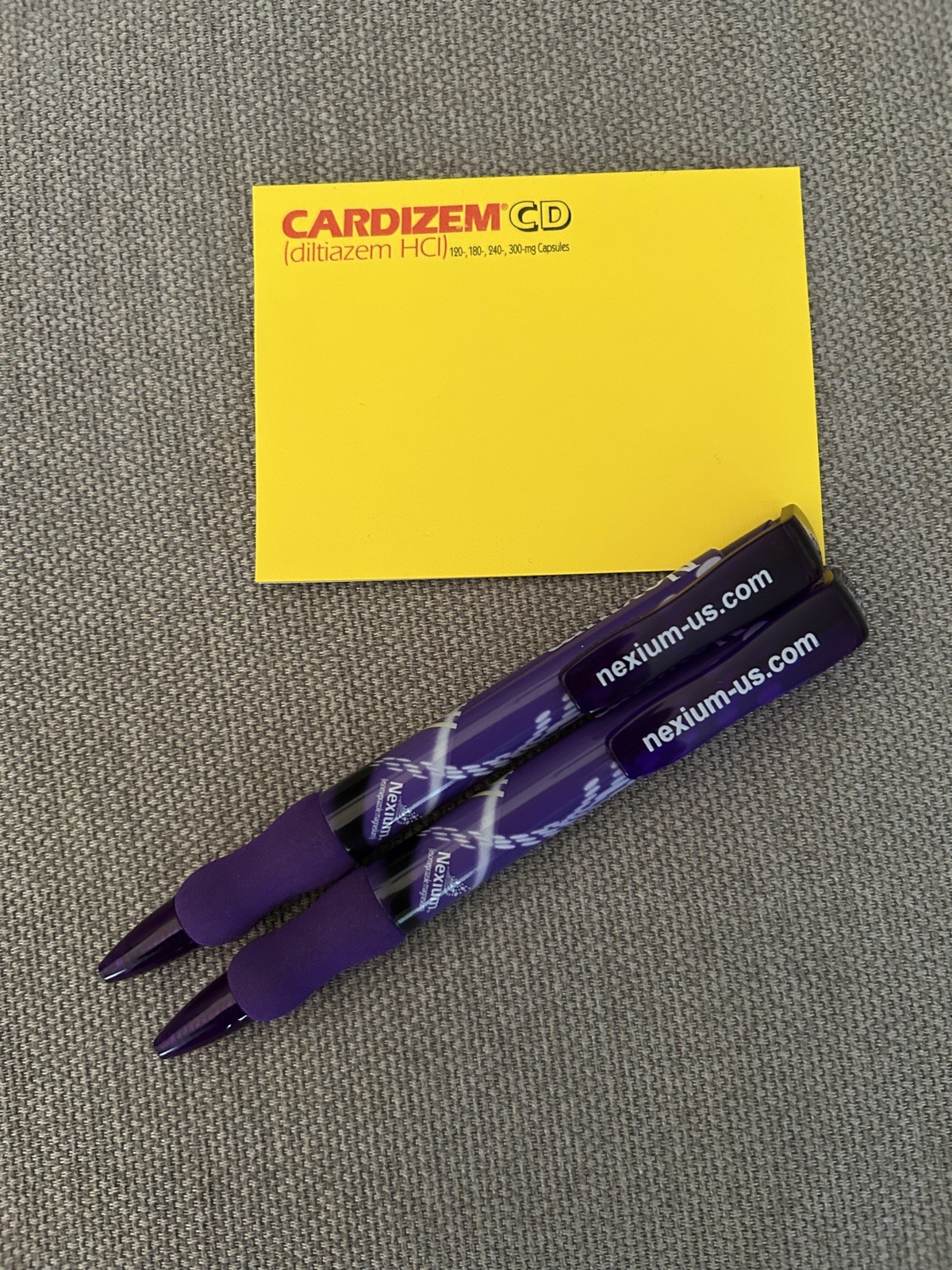 2 Nexium Pharmaceutical Drug rep Pens and Cardizem CD sticky notes