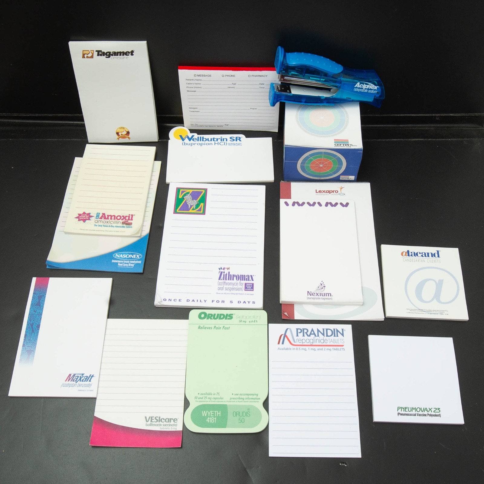 Pharmaceutical Drug Rep Partial Notepad Sticky Notes Stapler Message Pad Lot Vtg