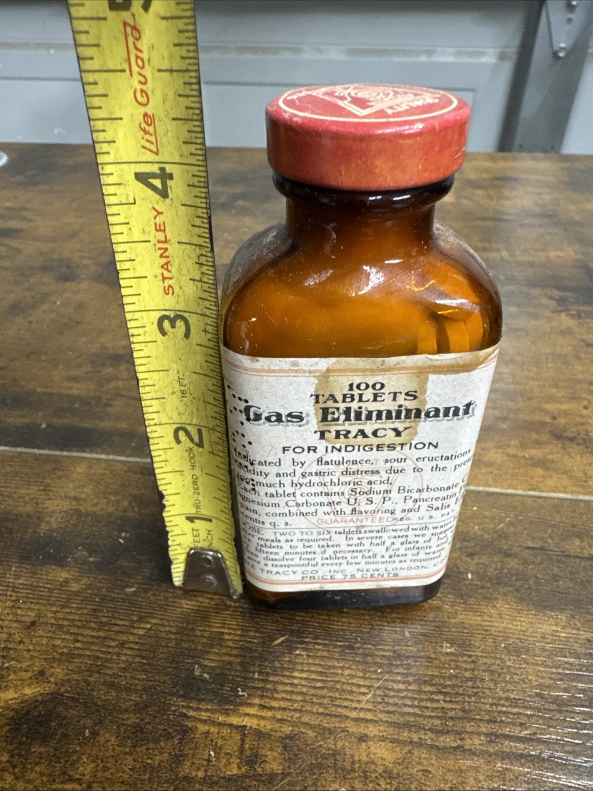 TRACY GAS ELIMINANT TABLETS Expired Obsolete VINTAGE Collectible MEDICINE BOTTLE