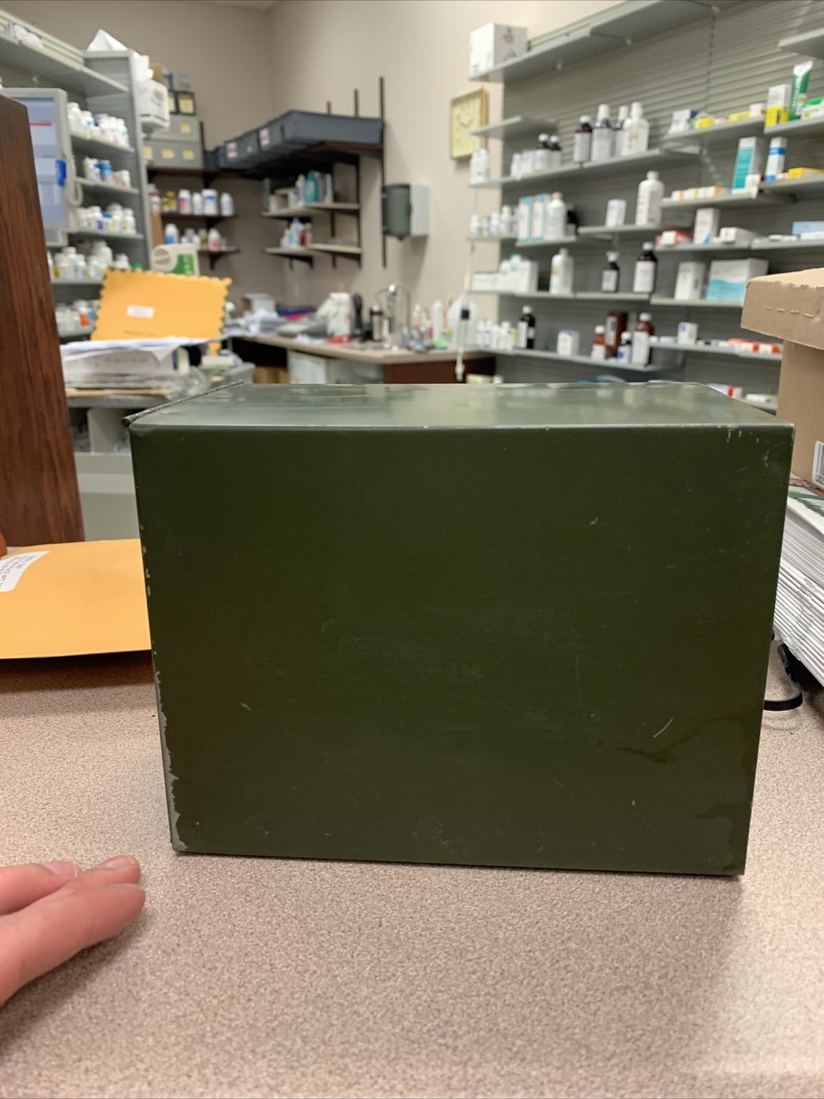 Vintage Phillips Metal File Pharmacy Prescription Box Industrial Rx