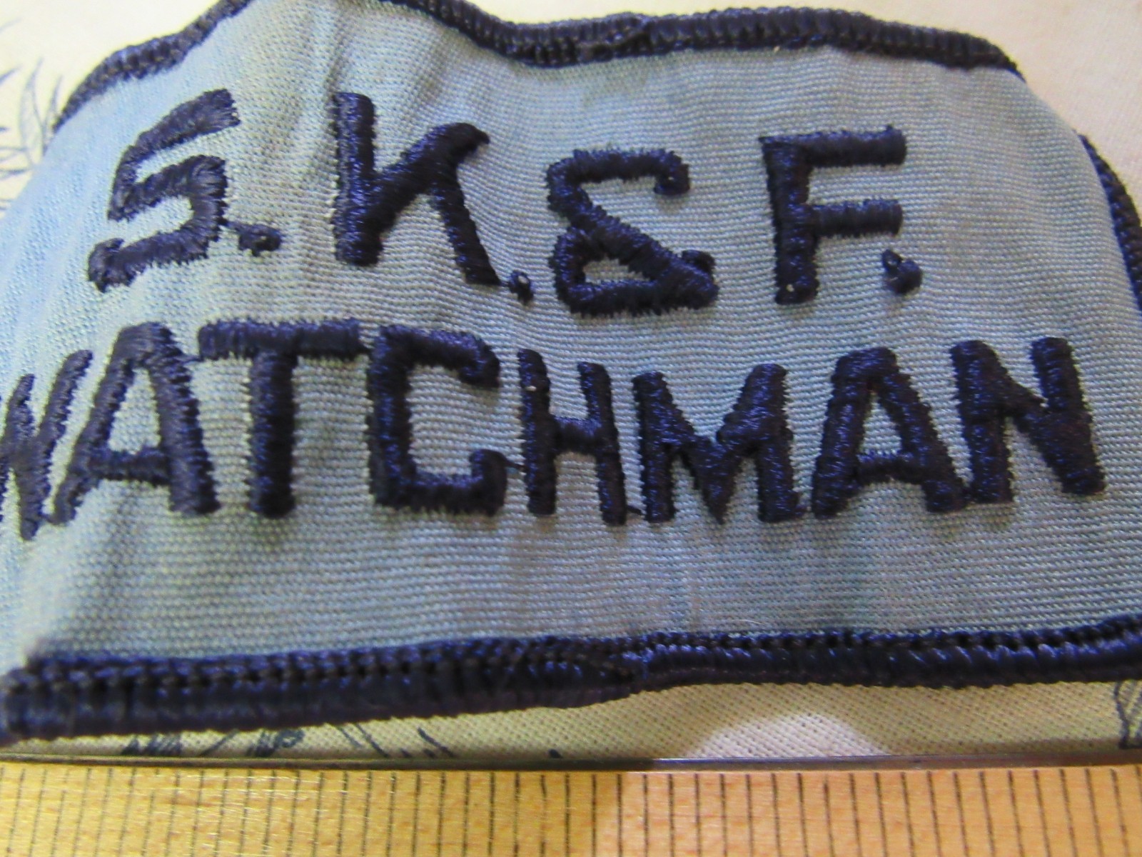 “Smith, Kline & French Pharma Company (S.K.& F.) Watchman” Embroidered Patch