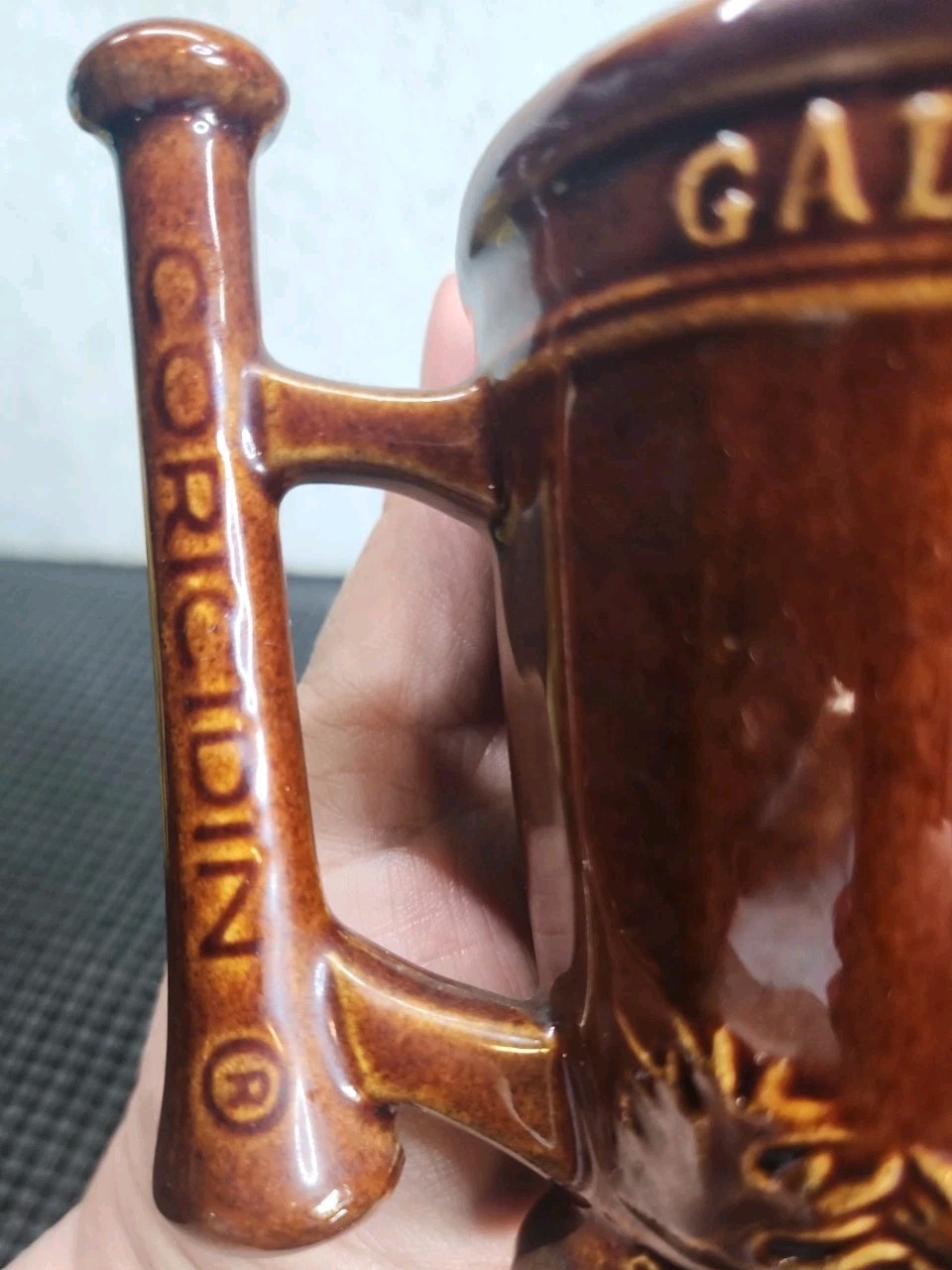 Schering Rx Galen 131-201 AD Coffee Tea Mug Cup Brown Mortar Pestle Ceramic