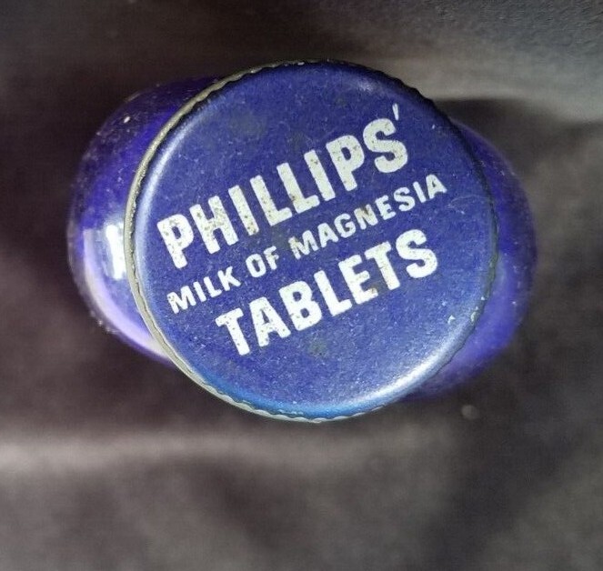 Old Empty Advertising Medicine BLUE Bottle Phillips Tablets Sterling Drug NY