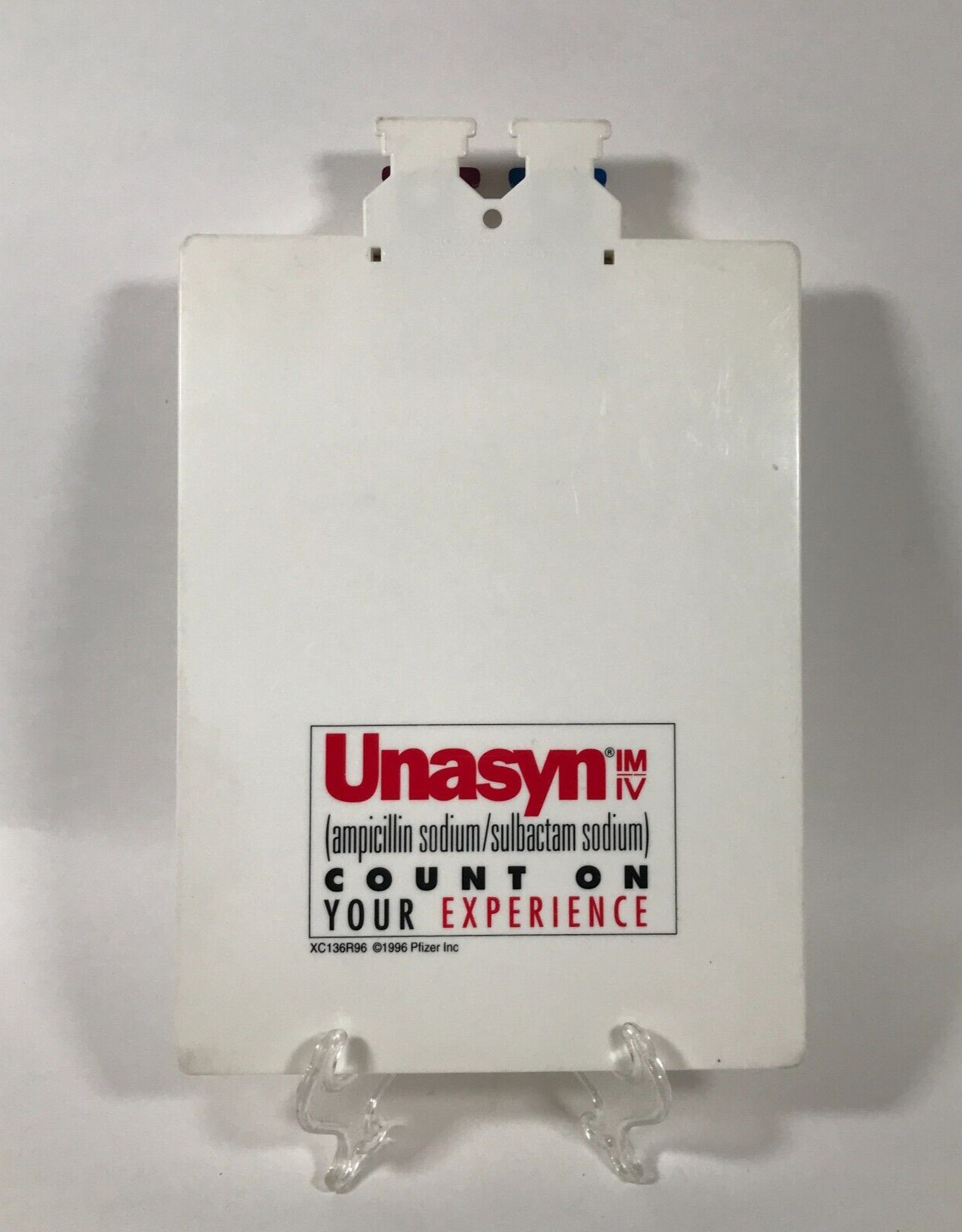 Unasyn IM/IV Ampicillin Sodium/Sulbactam Sodium White Plastic Clipboard 13.5″x9″
