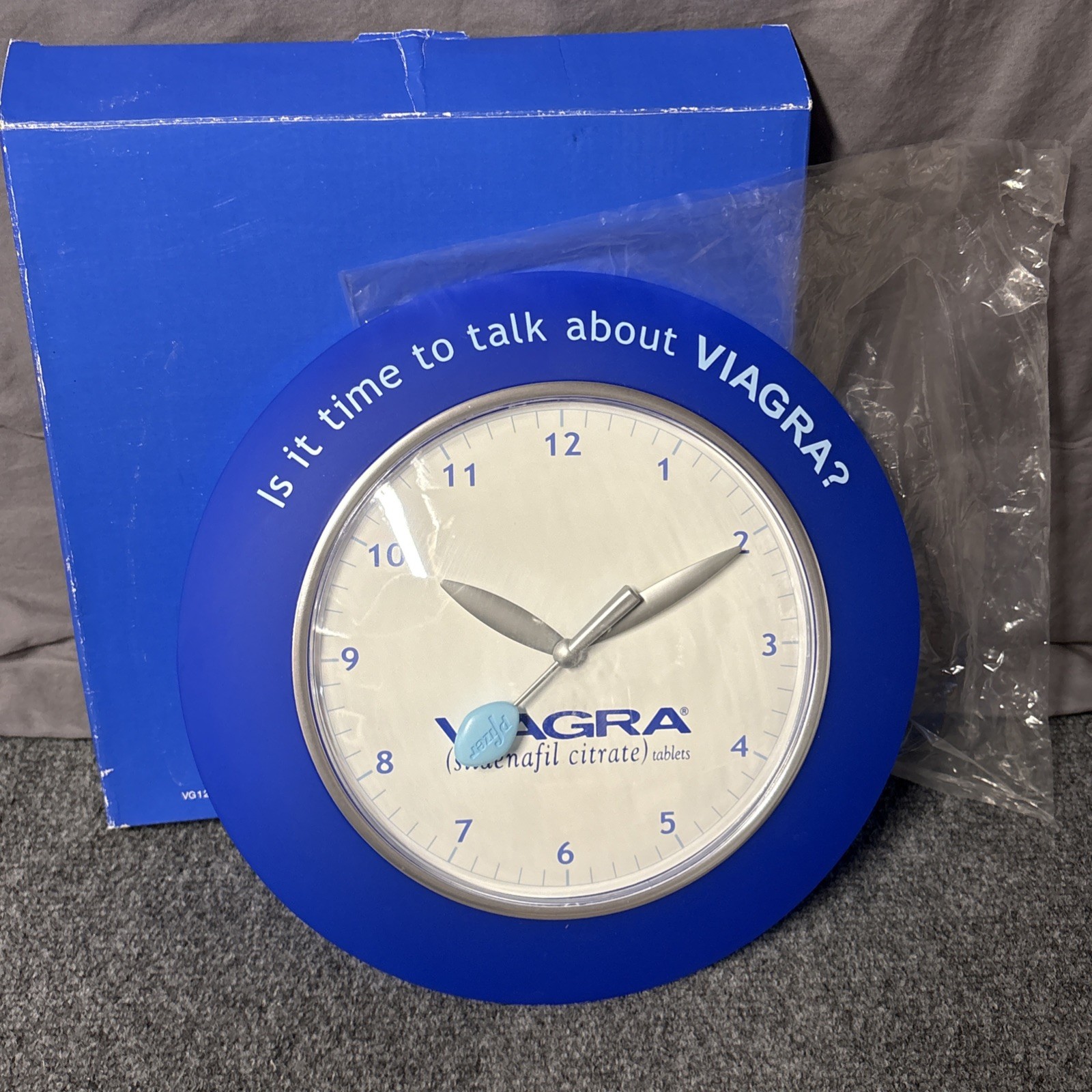 2003 Viagra Pfizer Promotional Display Clock Drug Pill Advertisement WORKS