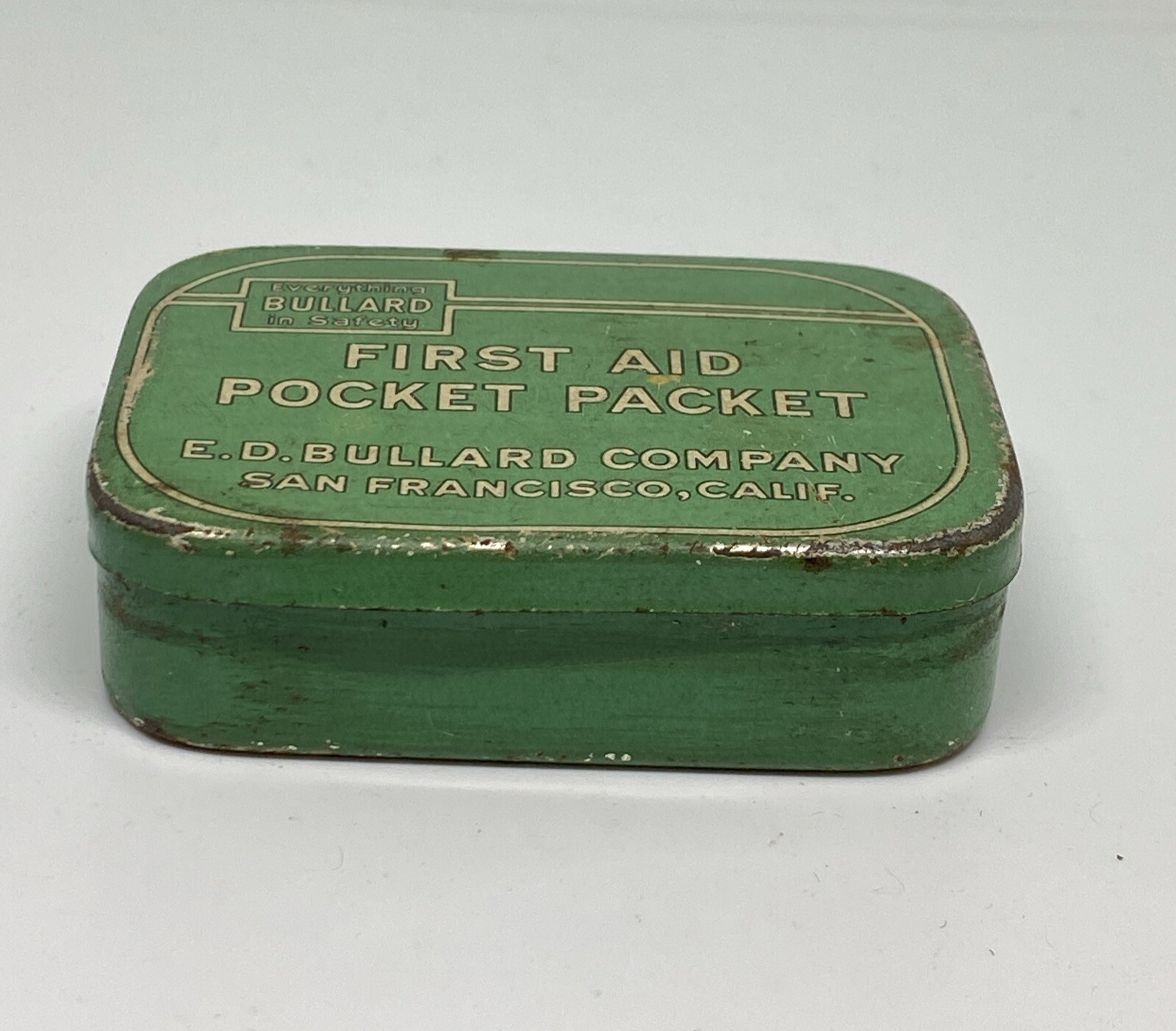 Antique 1930’s Bullard First Aid Pocket Packet Tin Kit & Four Smelling Salts