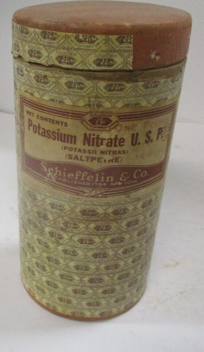 Vintage Schiefflin & Co Potassium Nitrate Cardboard EMPTY Container