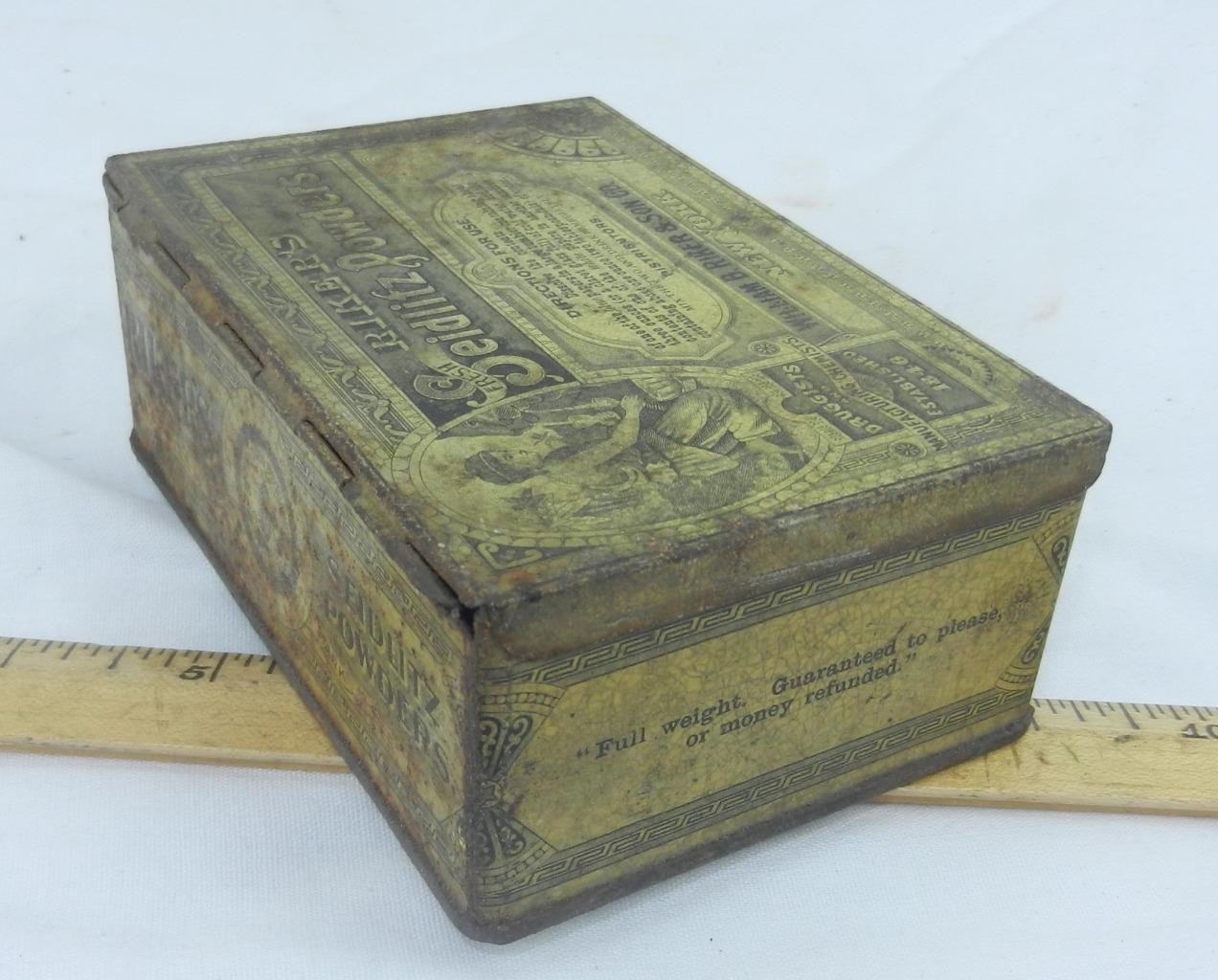 SEIDLITZ Powder Tin Litho Medicine Can William B Riker & Son Co New York Est1846