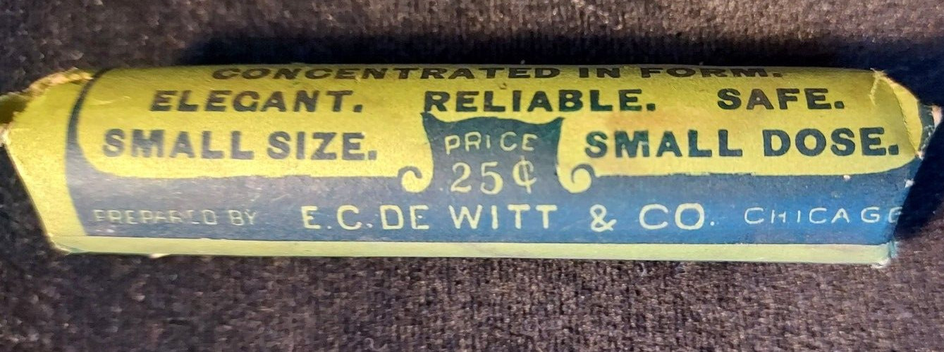 New Old Stock Advertising Medicine Bottle DeWitt”s Little Early Risers De Witt