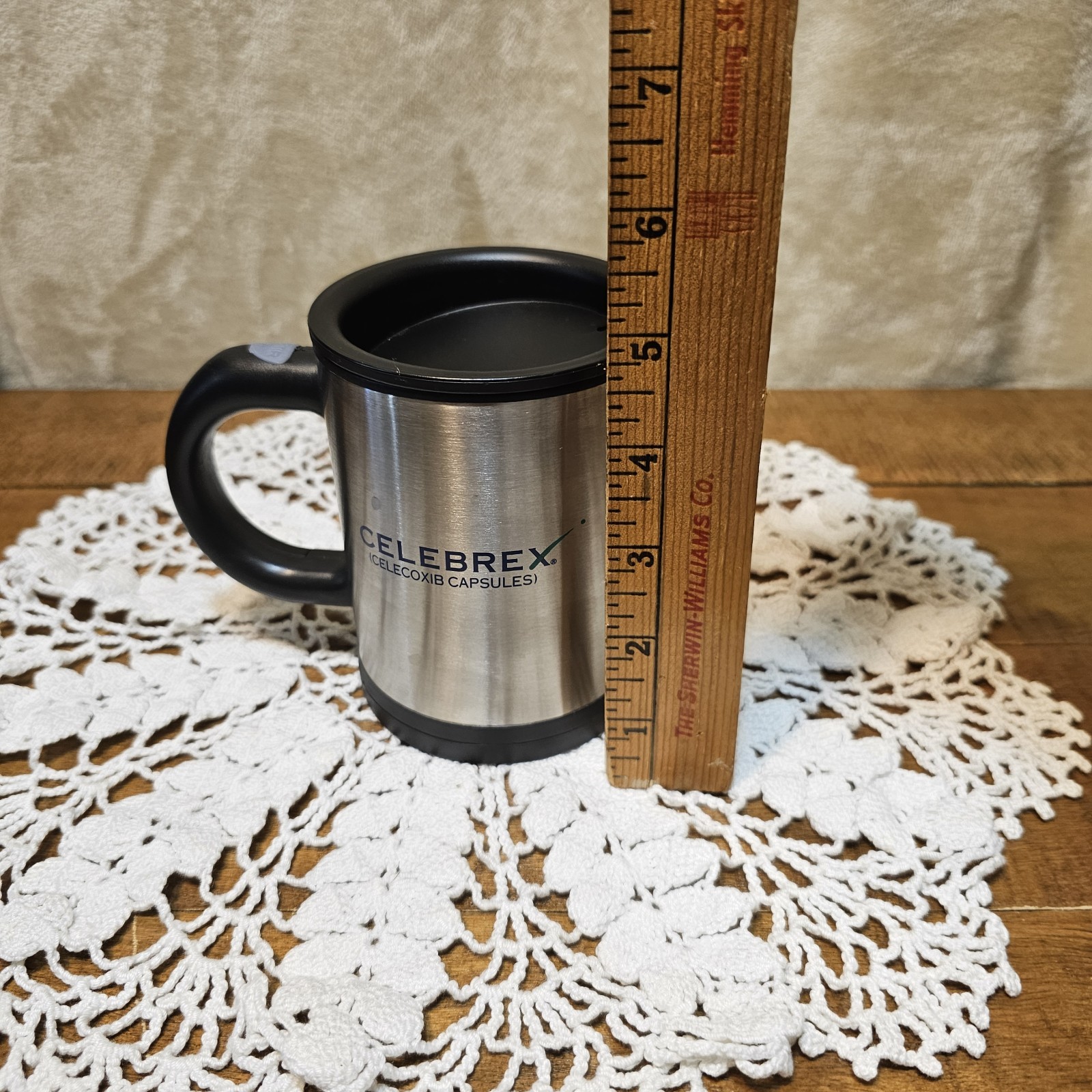 HTF Rare Celebrex Bextra Double Sided Stainless Pharmaceutical Stir Travel Mug