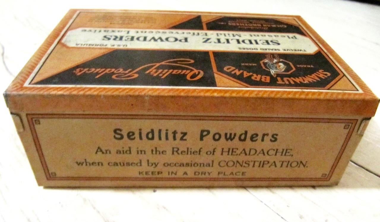 Seidlitz Powders Tin Container 1900s Shawmut Brand Medical Gilman Brothers