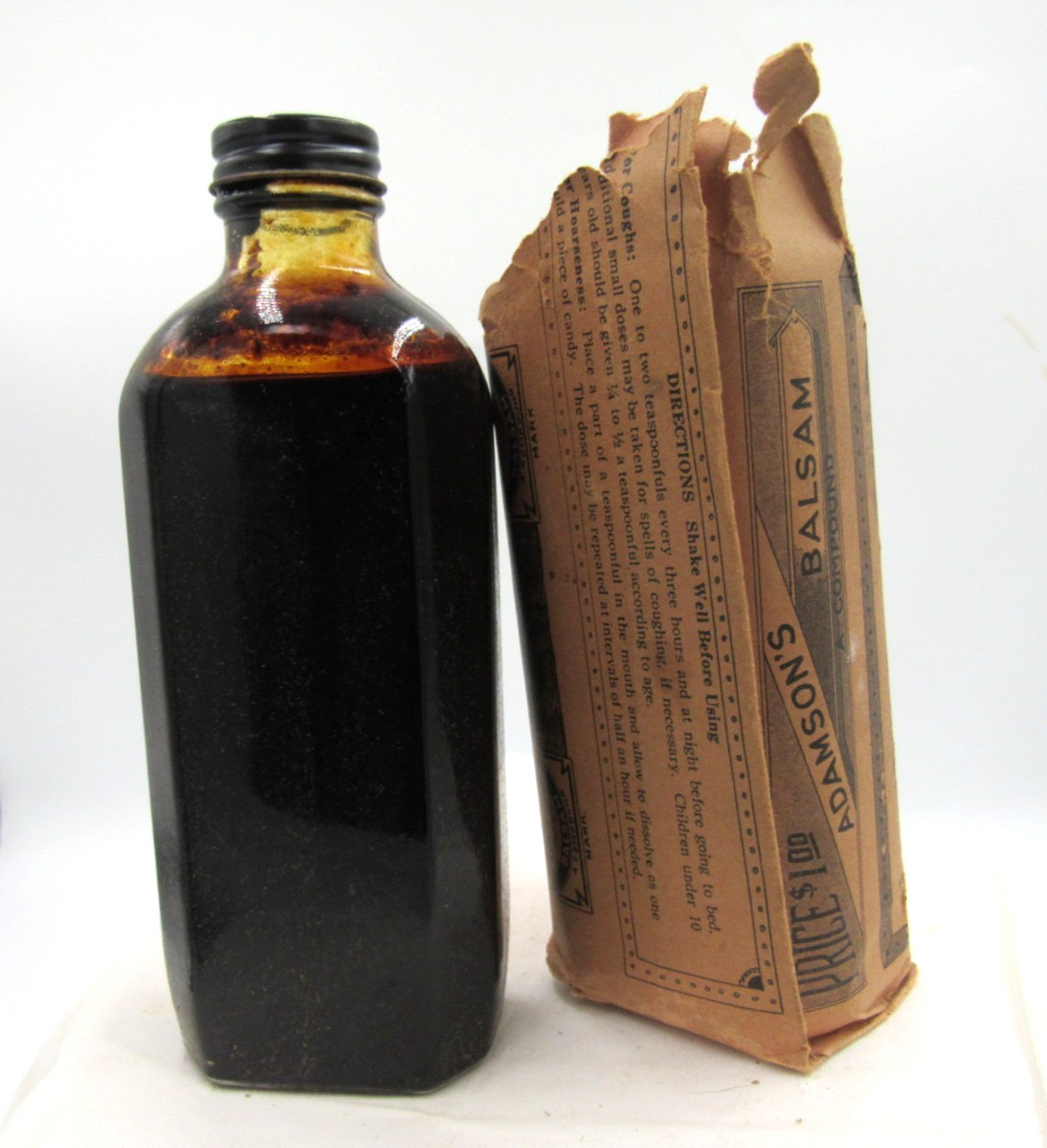 BW – 1930s Adamson’s Balsam Elmira NY 6 5/8 ” Medicine bottle Wrapper No 2