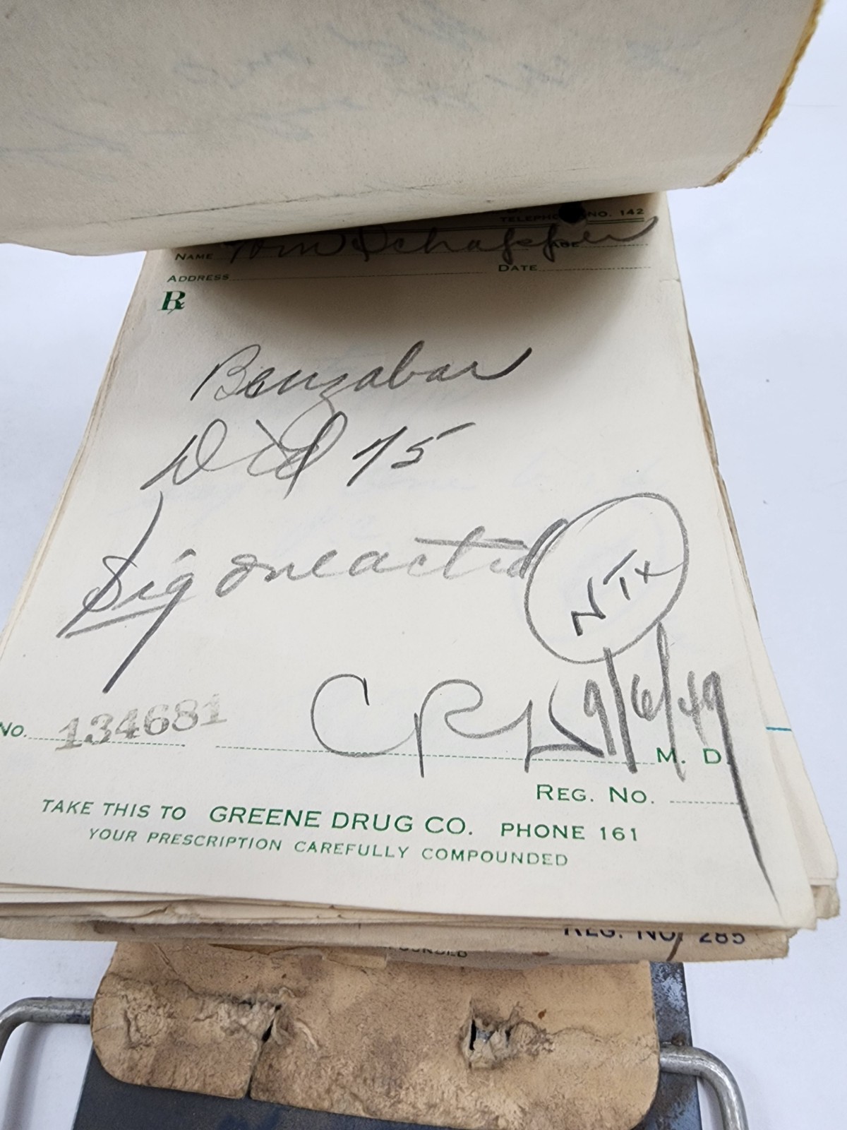 Prescription Atlas Rx Pad Paper Apothecary Druggist Pharmacy Medicine 1949