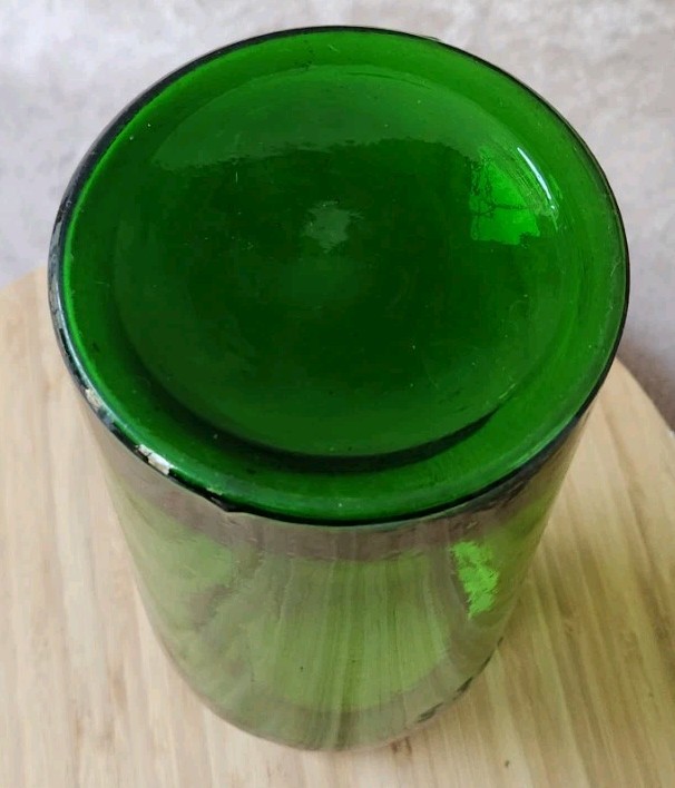 Vintage Large Glass Pharmacy Jar Or Pot Bullet 2 L Green Color