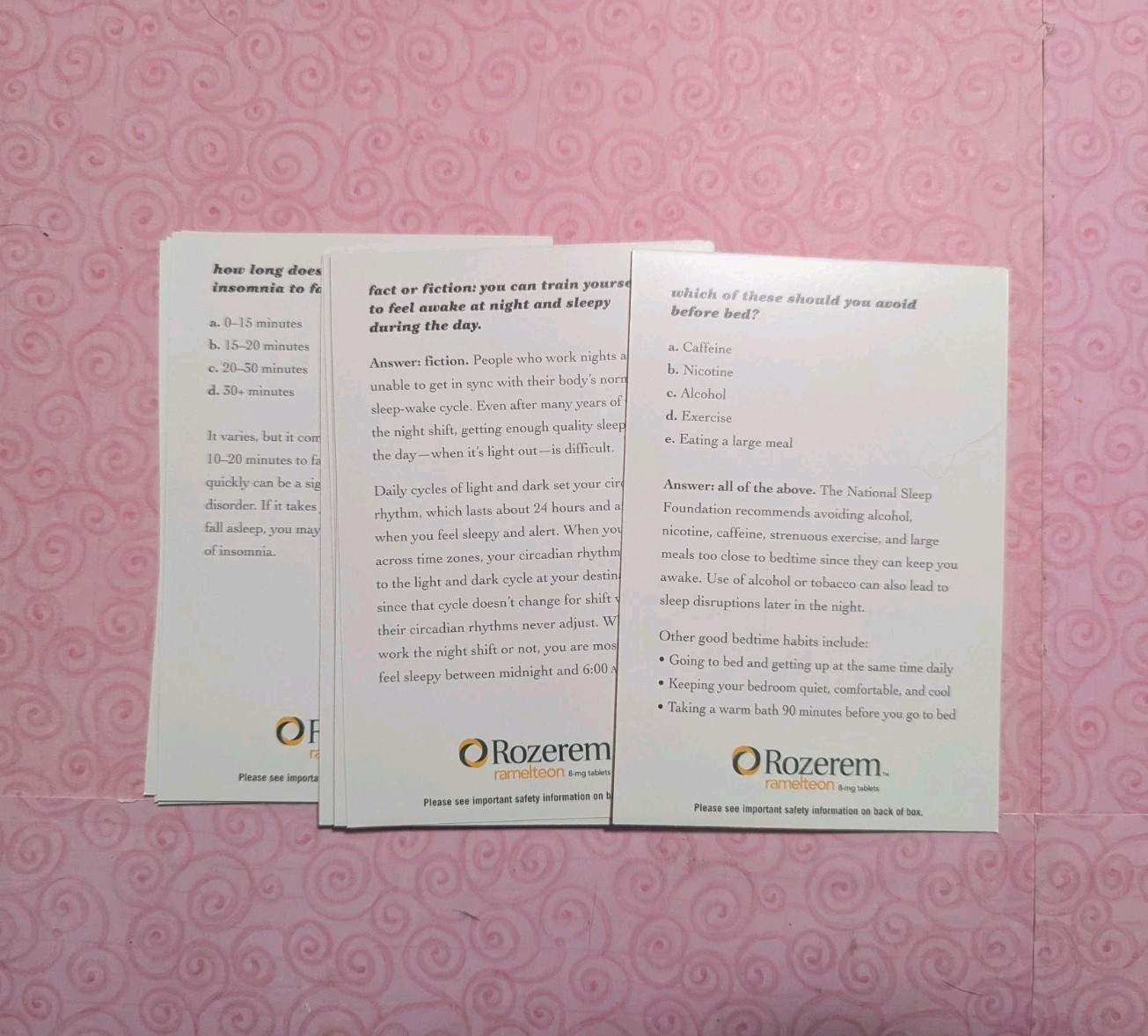 Rozerem Dreaming Of Sleep Dream Interpretation Study Cards Pharmaceutical Promo