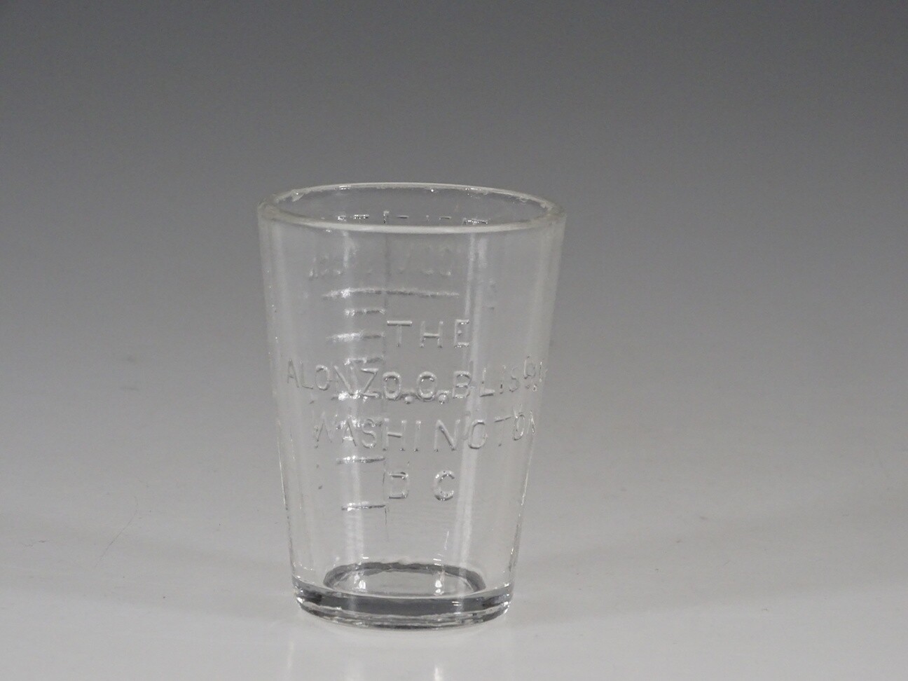 Scarce Alonzo O. Bliss Apothecary Whiskey Dose Cup Washington D.C. c.1900