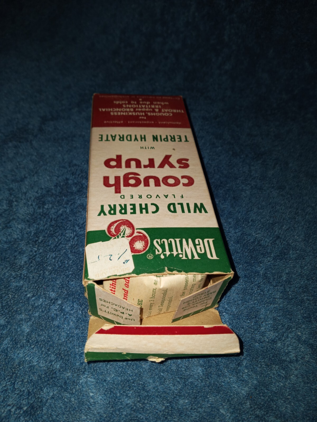 Vtg DeWitt’s Wild Cherry Flavored Box Paperwk Medicine Pharmacy Cough Syrup NOS
