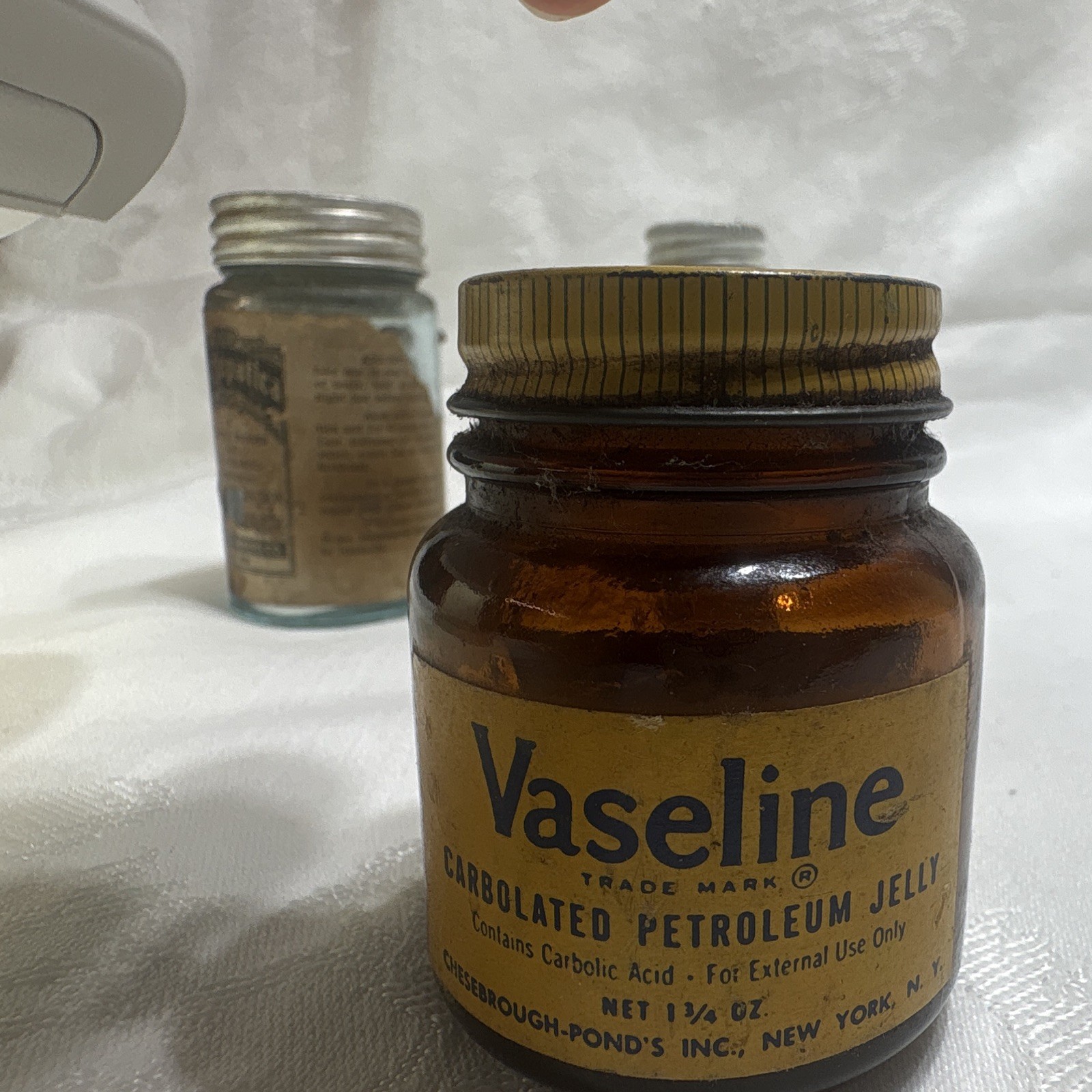 Vintage Medicine Bottle Vaseline Jar + Sal Hepatica, Anacin, Bayer Bottles Lot 4