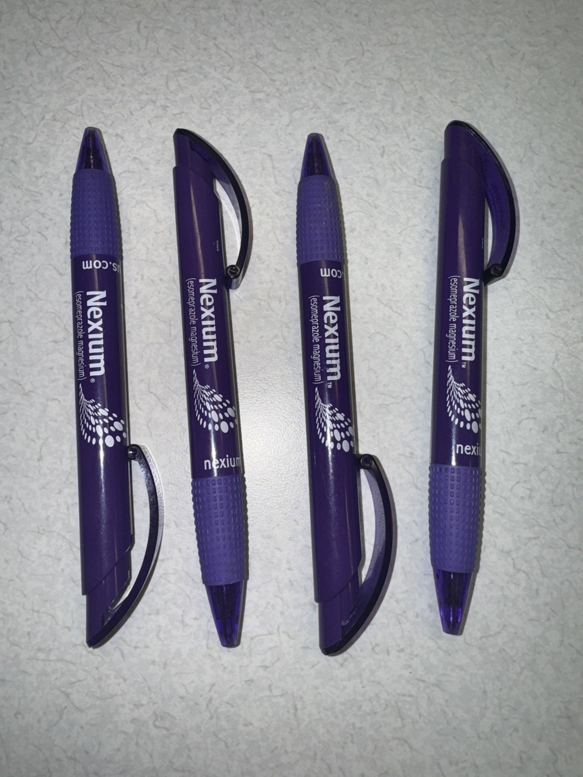 NEXIUM ESOMEPRAZOLE : Purple, Plastic, Pharmaceutical Promo – Lot of 4 Pens