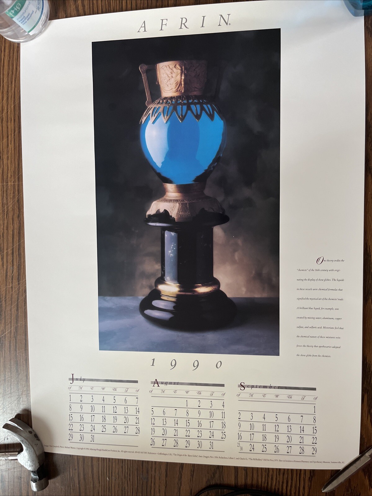 Vintage 1990 Show Globe Roots in Chemistry History Pharmacy Poster Afrin Promo