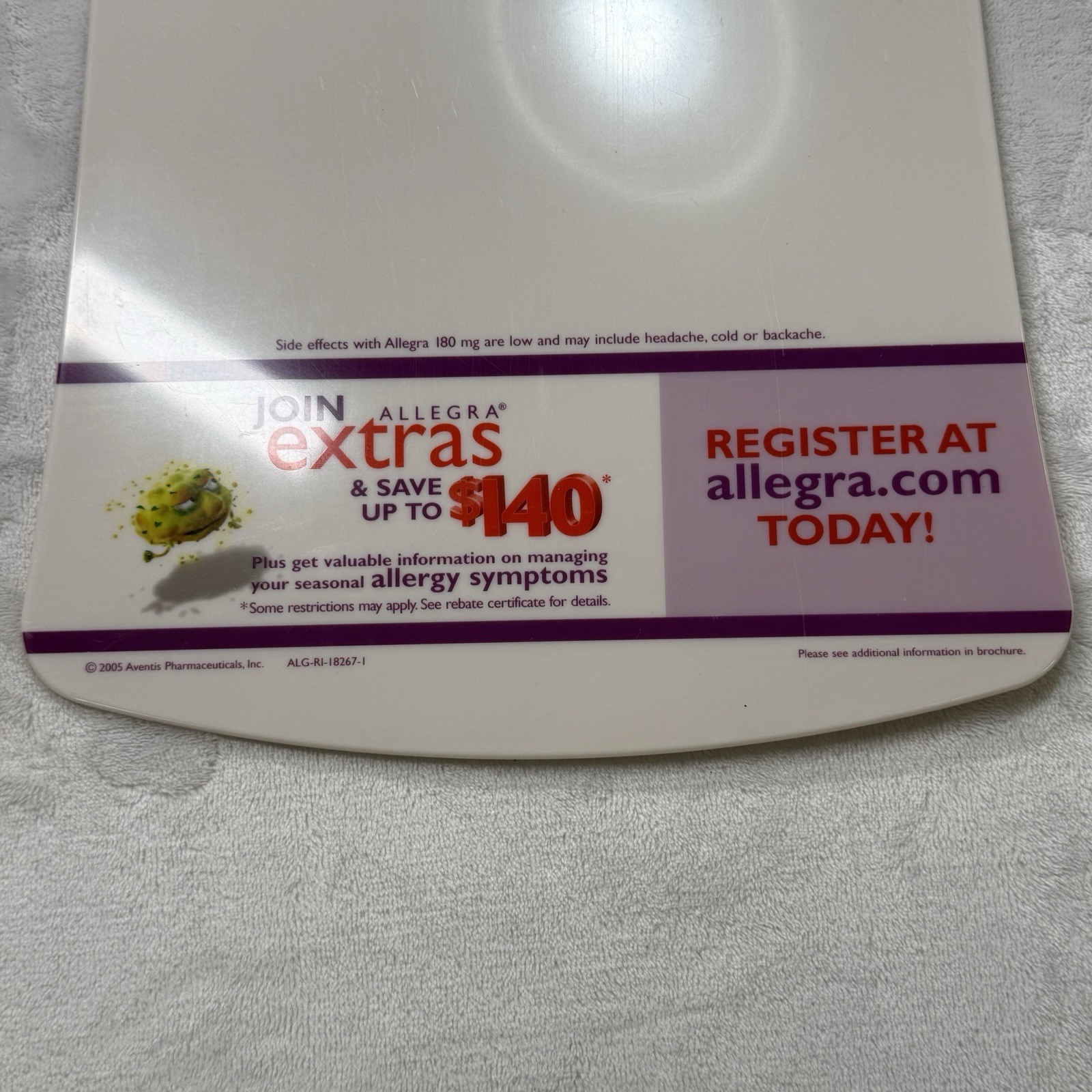 Allegra Fexofenadine HCl Promotional Clipboard Drug Rep Pharma 2005