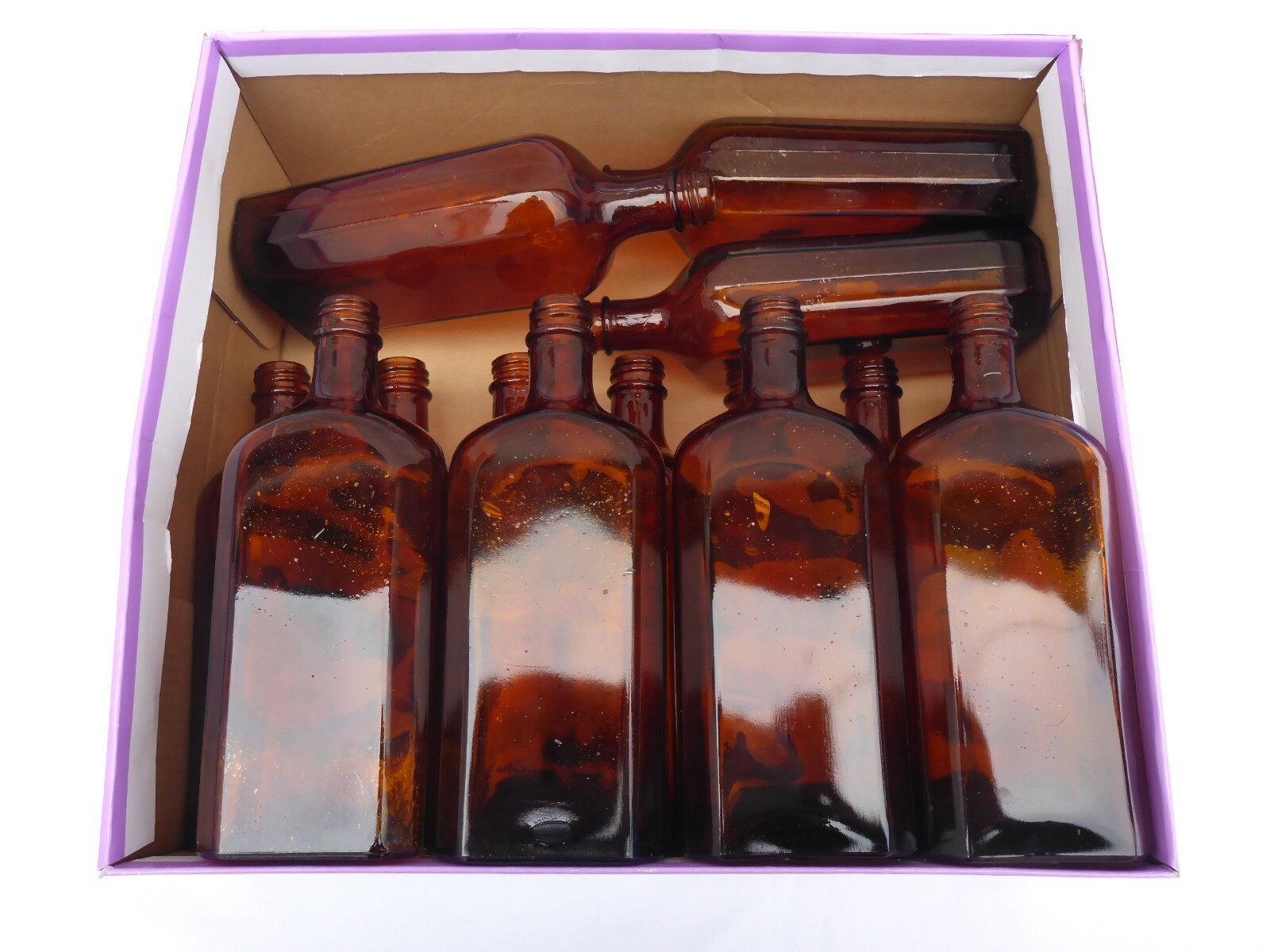 5 X Old Brown Medicine Glass Pharmacy Bottles 250 ML Approximately 17.0 CM Brown