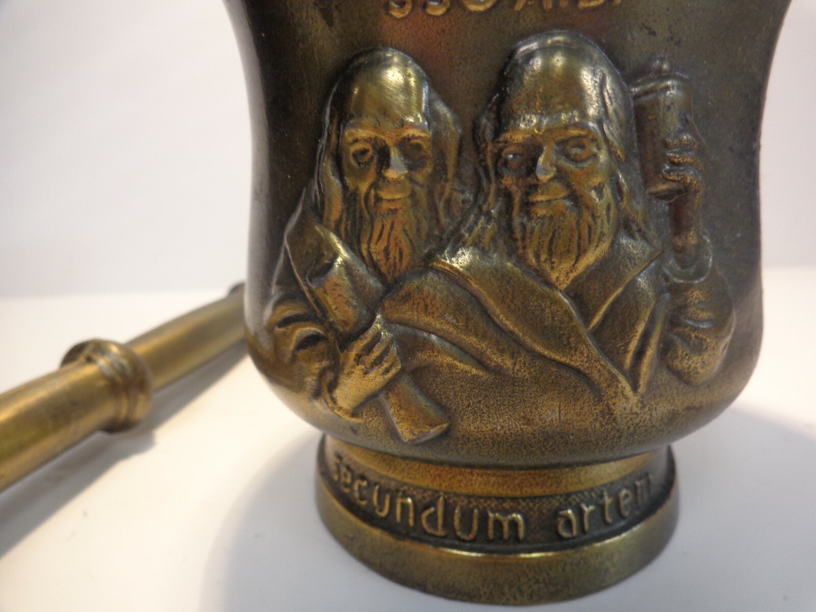Pharmaceutical Apothecary Brass Mortar & Pestle Secundum Artem Statue Liberty