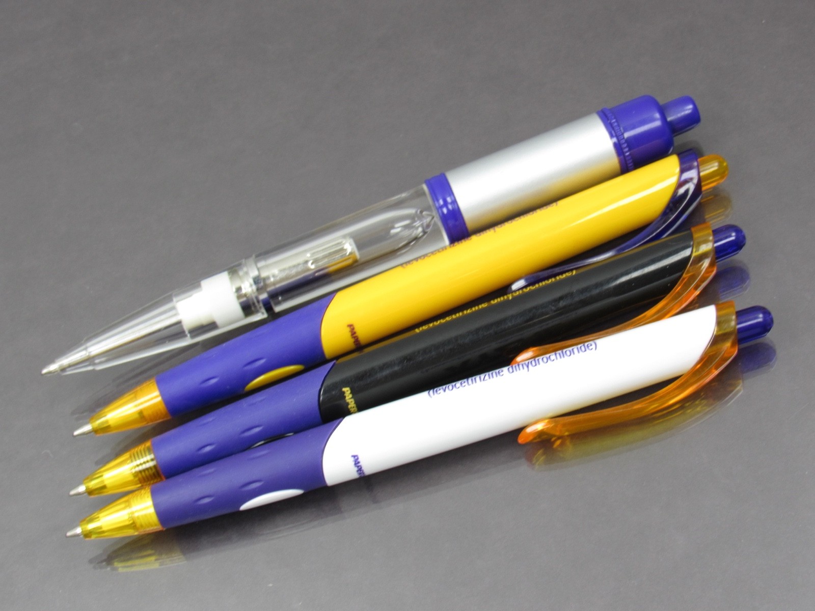 Lot of 4 Xyzal Drug Rep Pharmaceutical Promo Pens 1 Metal Light- Up in 2 Colors