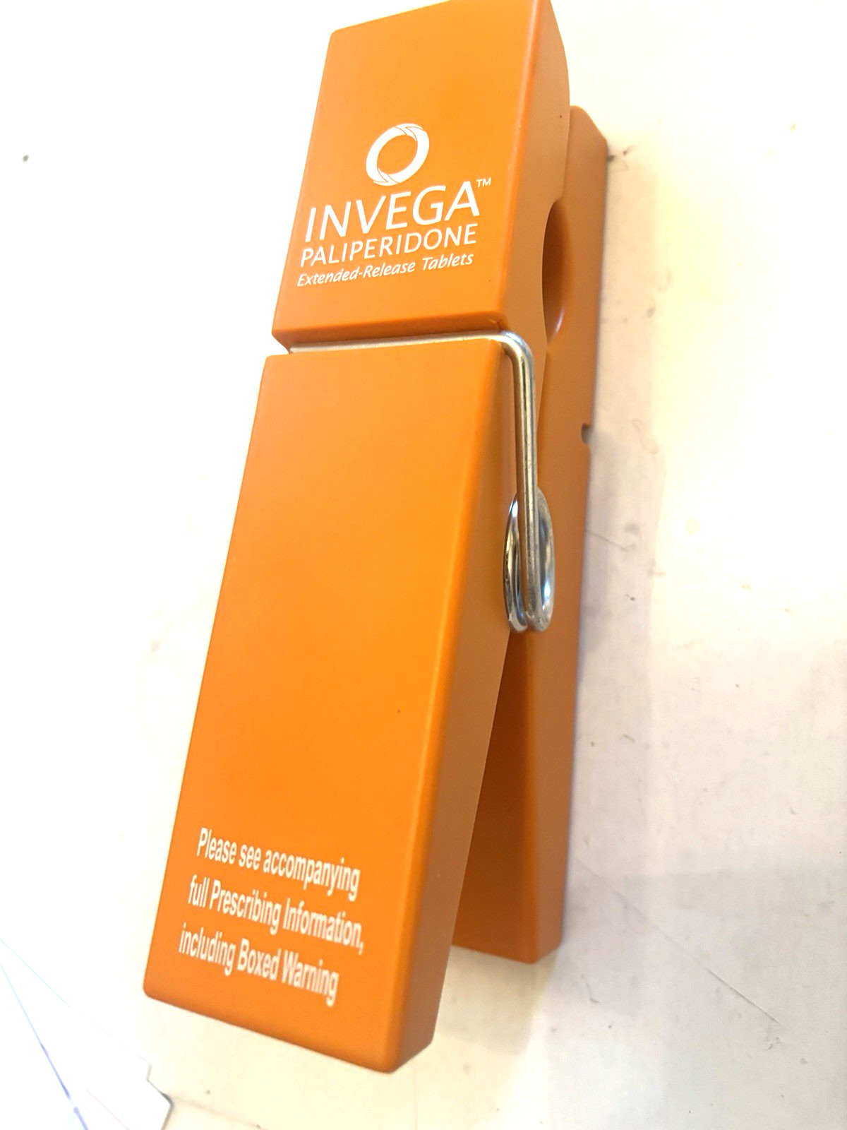 HUGE CLIP INVEGA PALIPERIDONE PHARMACEUTICAL AD – PAPER WEIGHT – PROMO ITEM