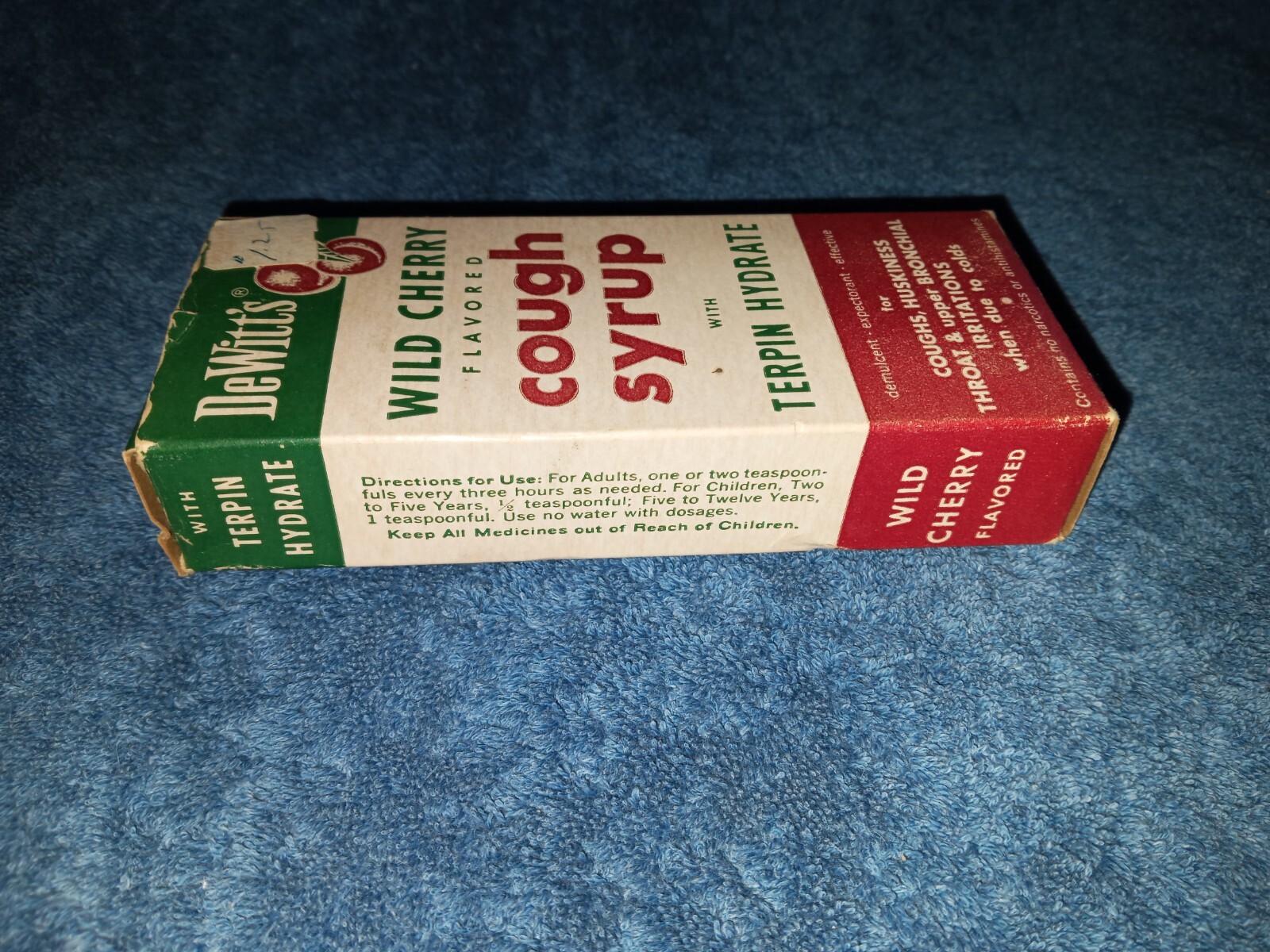 Vtg DeWitt’s Wild Cherry Flavored Box Paperwk Medicine Pharmacy Cough Syrup NOS