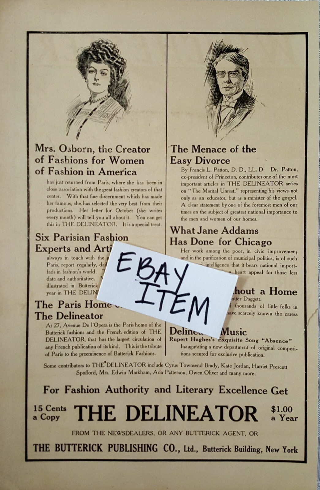 1907 NEW YORK The Delineator RARE advertisement Butterick Publishing Co.,