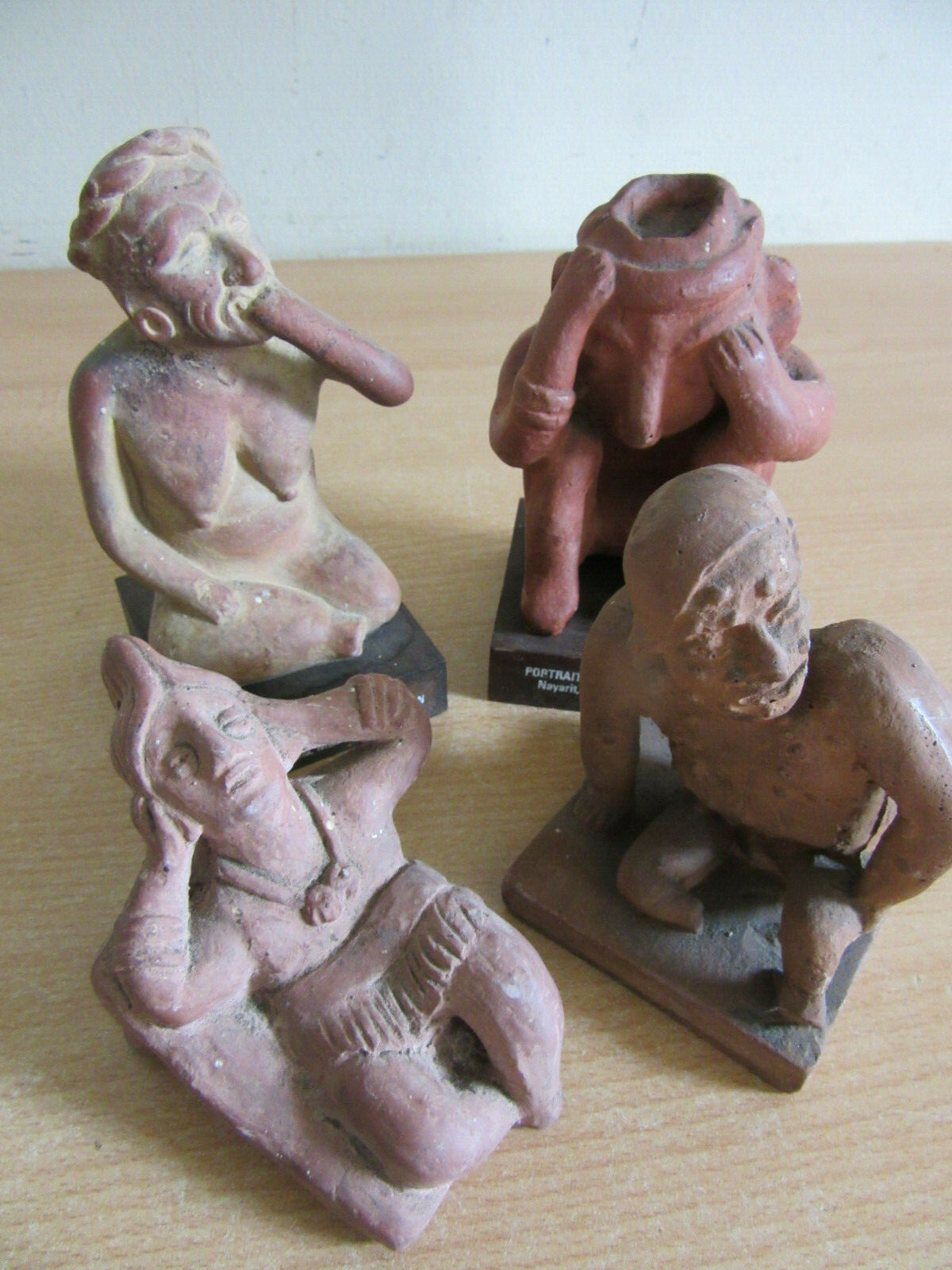 4 Vintage Mexican Terracota Figures Anxiety / Depression – Adv. for Etrafon