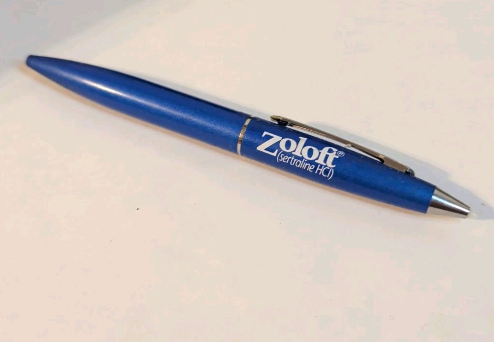 Zoloft Metal Stylus Pen Metallic Blue Drug Rep Pharmaceutical Promo Advertising