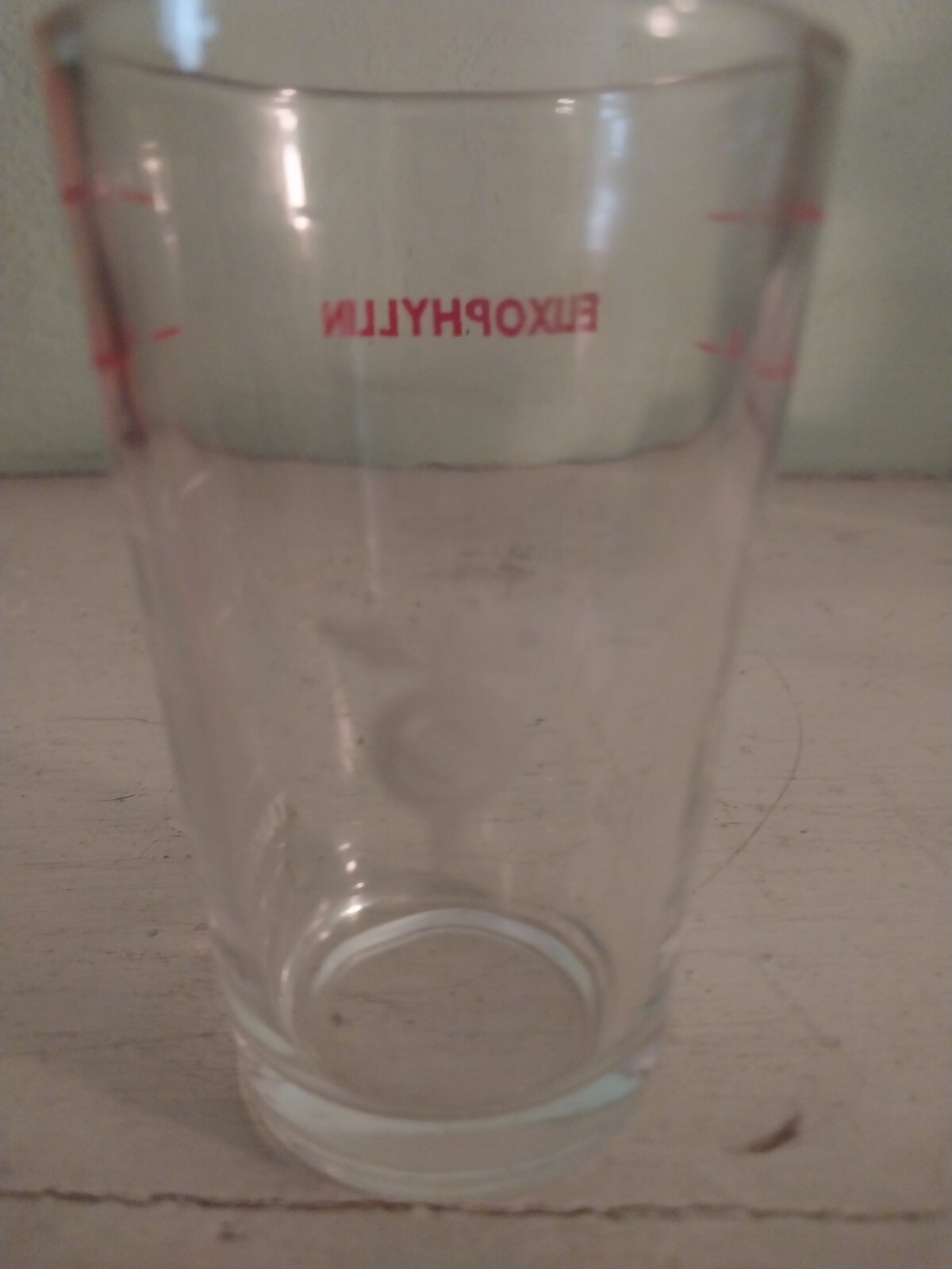 Elixophyllin vintage medical dosage glass or measuring cup – 5 tablespoons