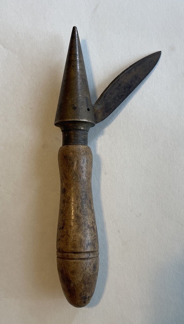 Antique Apothecary Pharmaceutical Cork Borer Sharpening Tool Knife Brass Cone