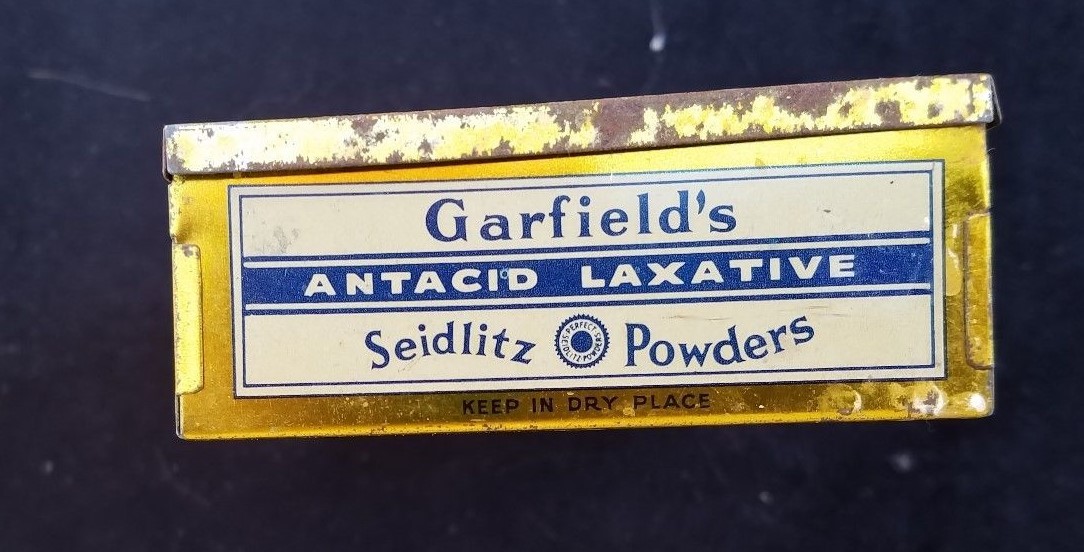 Old Advertising Medicine Tin GARFIELD Seidlitz Powders Garfield & Co New York