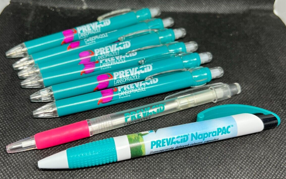 LOT of 8 PREVACID Medical Drug Rep Pharmaceutical Pens Collectible Advertising