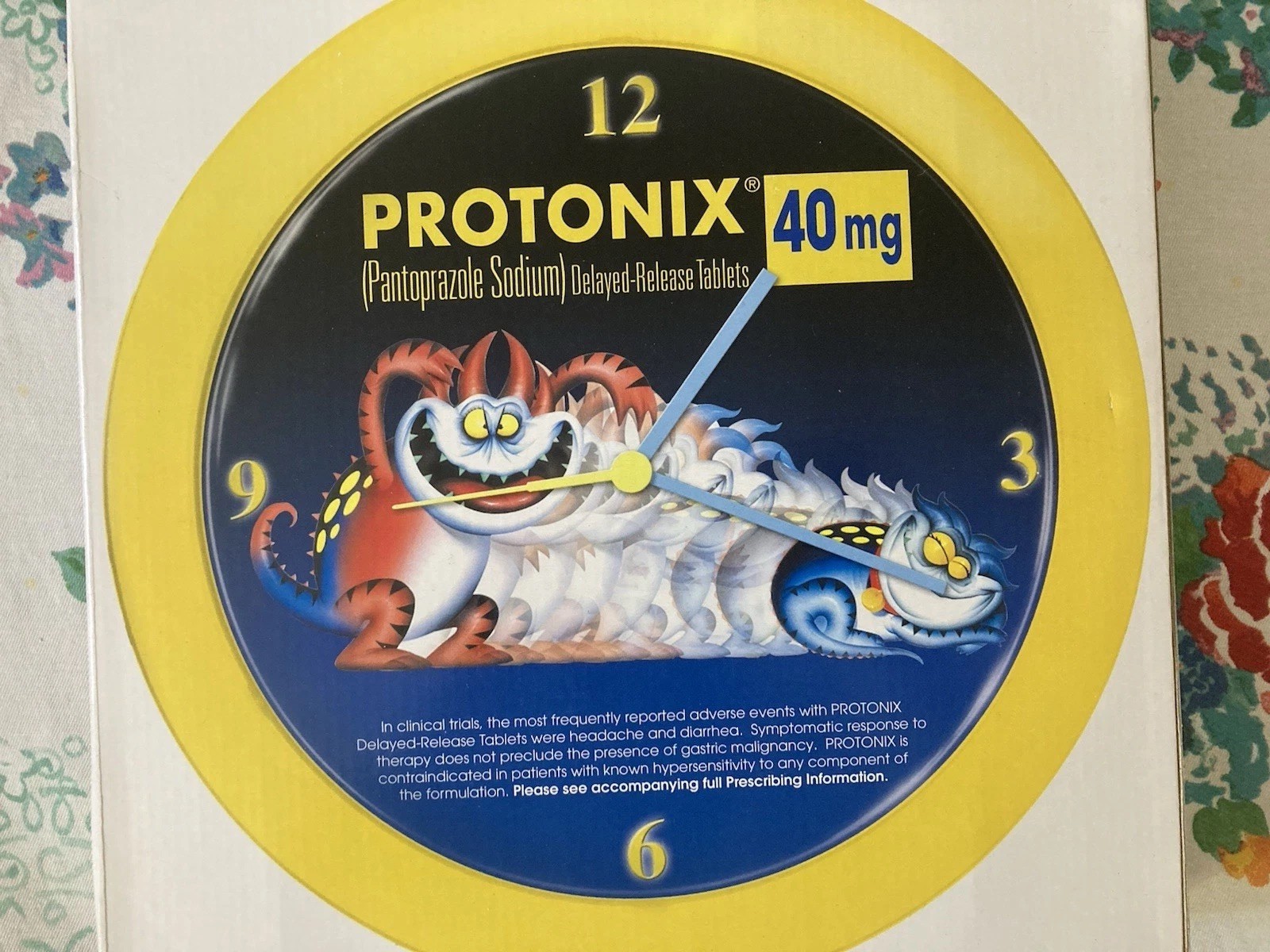 Protonix Wall Clock Pharmaceutical Collectible Drug Rep Janssen Ortho Mcneil