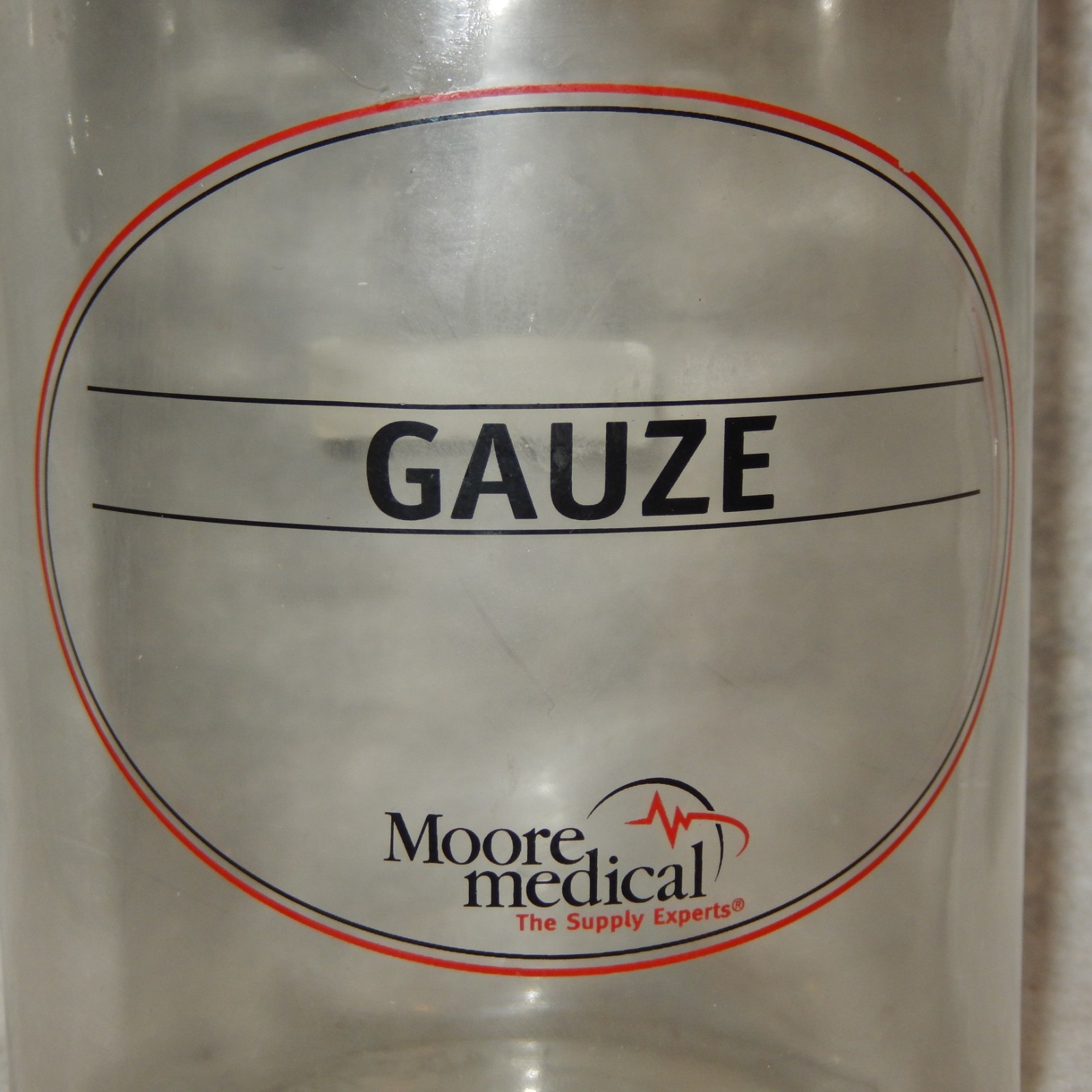 Set 3 Vintage MOORE Medical Supply Glass Jar Apothecary Antique Canisters Gauze
