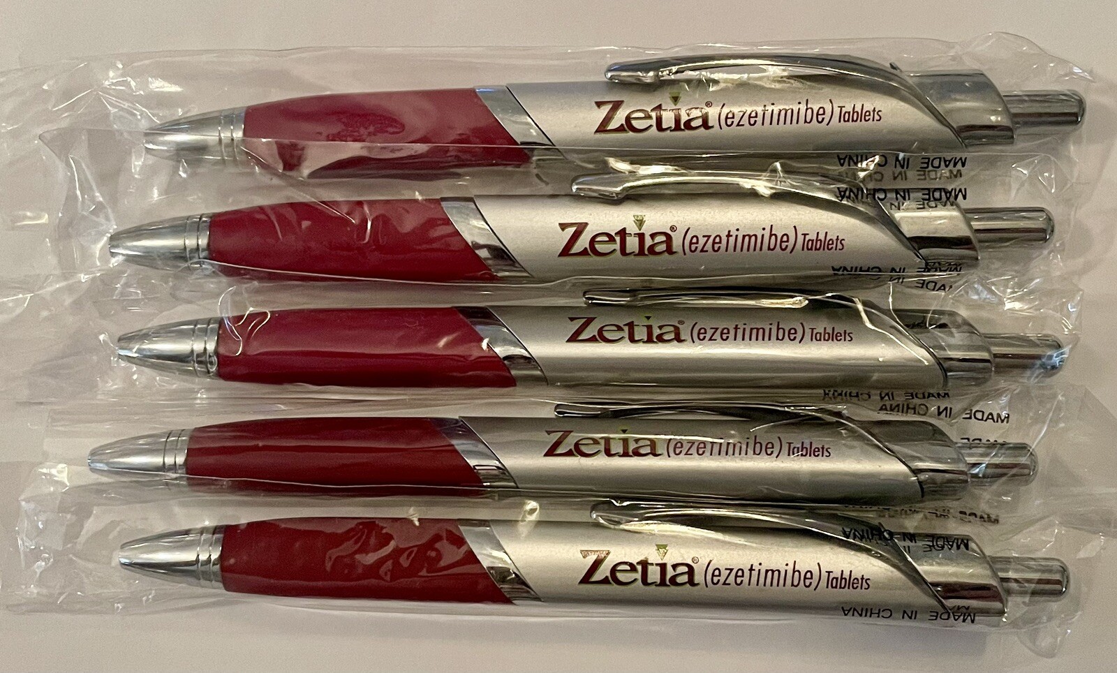 New Zetia Lot of 5 Metal and Plastic Refillable Pens Pharmaceutical Drug Rep