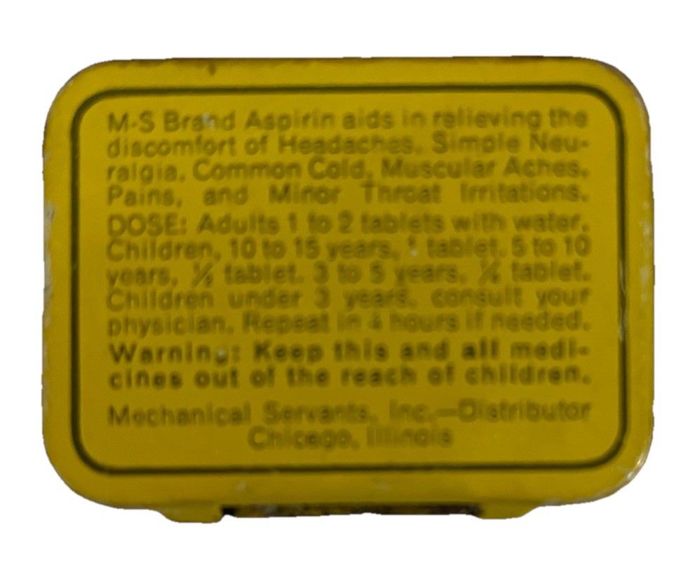 Vintage MS Mechanical Servants Vintage Aspirin – 1959 – Used DISPLAY ONLY