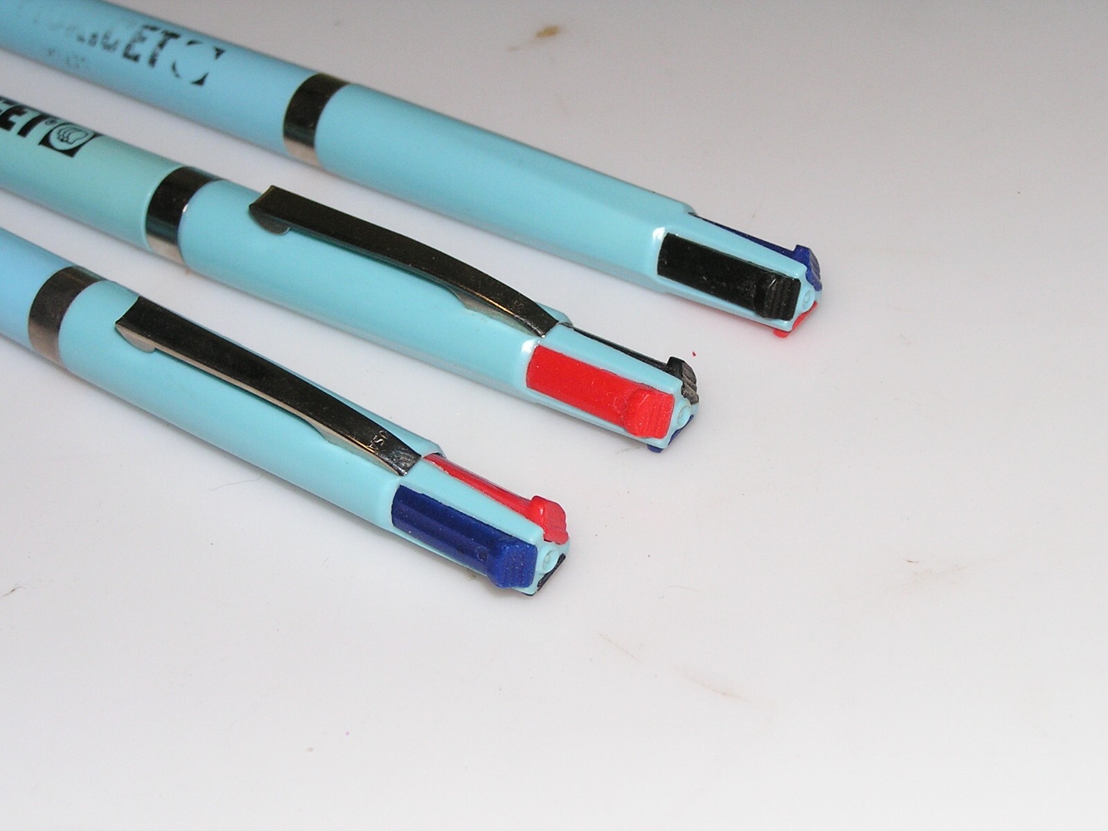 3 Fioricet Drug Rep Pharmaceutical 3 color pen Plastic blue Promo NEEDS NEW INK