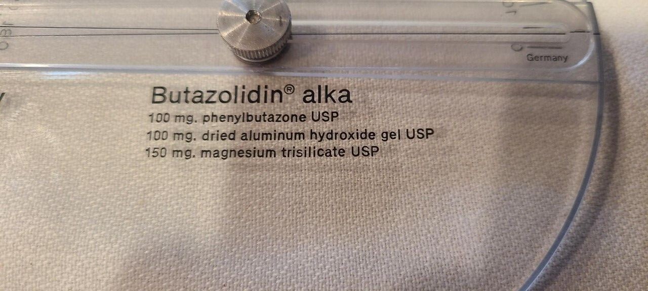 BUTAZOLIDIN alka drug promo item Geigy Germany Protractor