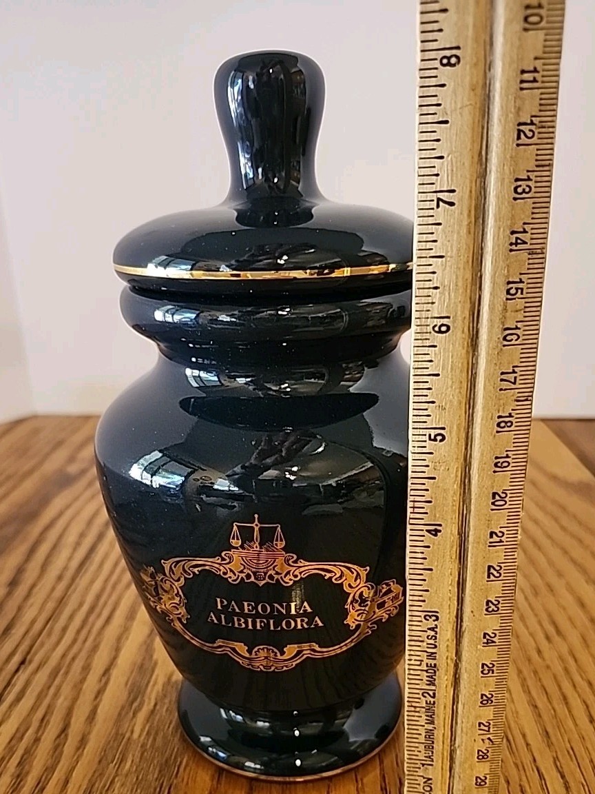 Apothecary 8.5″T Jar Peony (Paeonia Albiflora) Eli Lilly Navy Blue #19-662 READ
