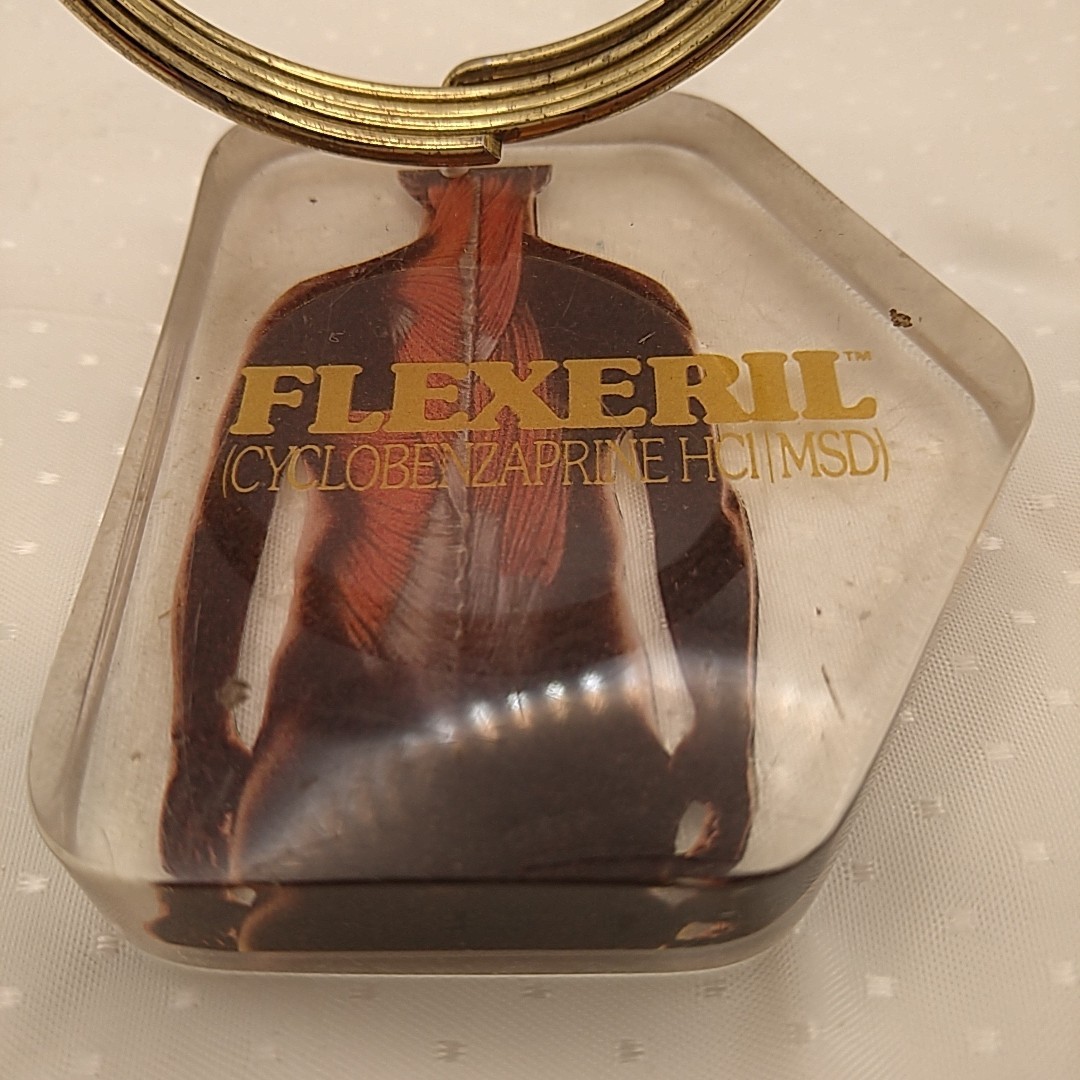 Flexeril Lucite Metal Ring Letter Holder Merck Co Drug Rep Promo Pharma Vintage